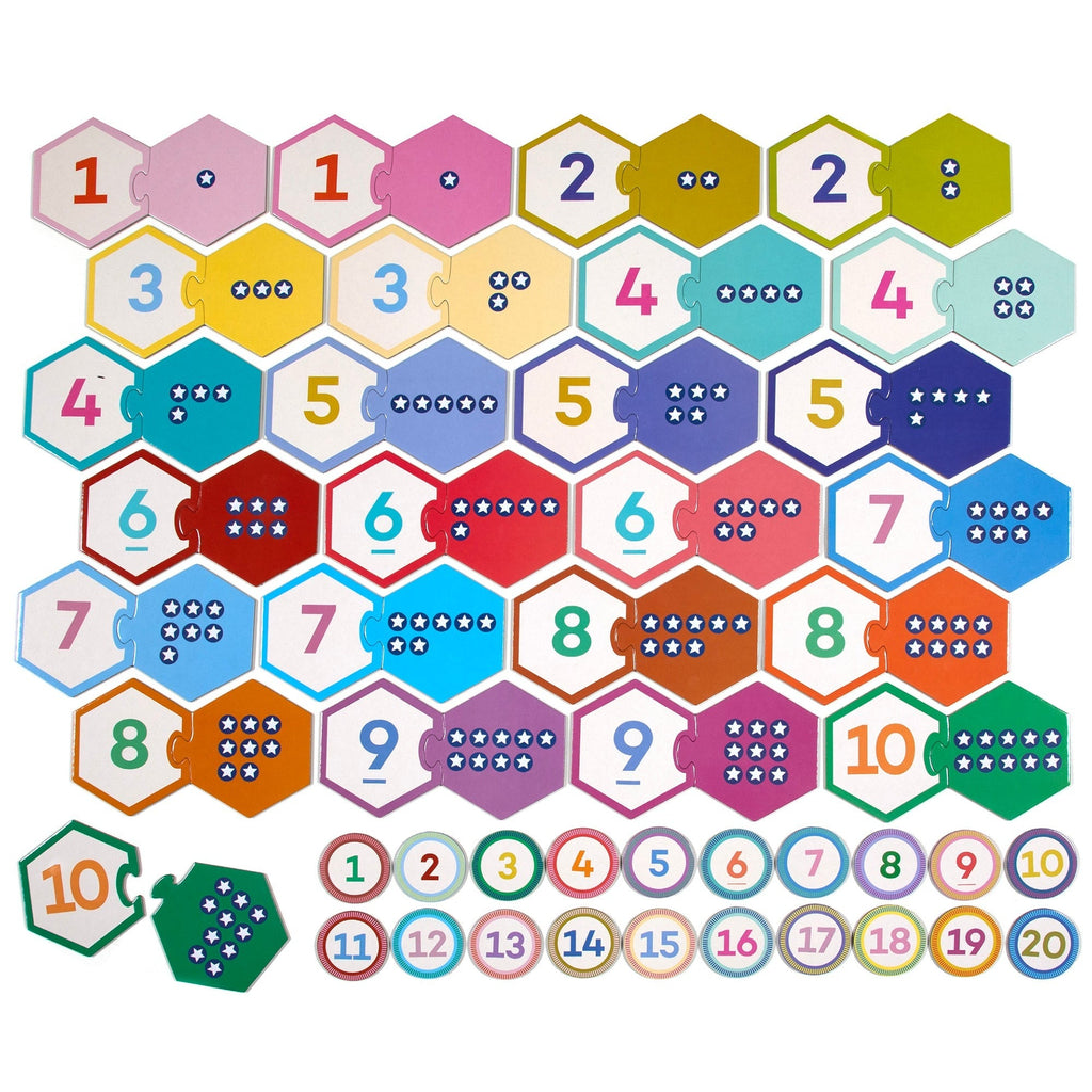 Hexagon Puzzle Pairs: Numbers - 25 pc