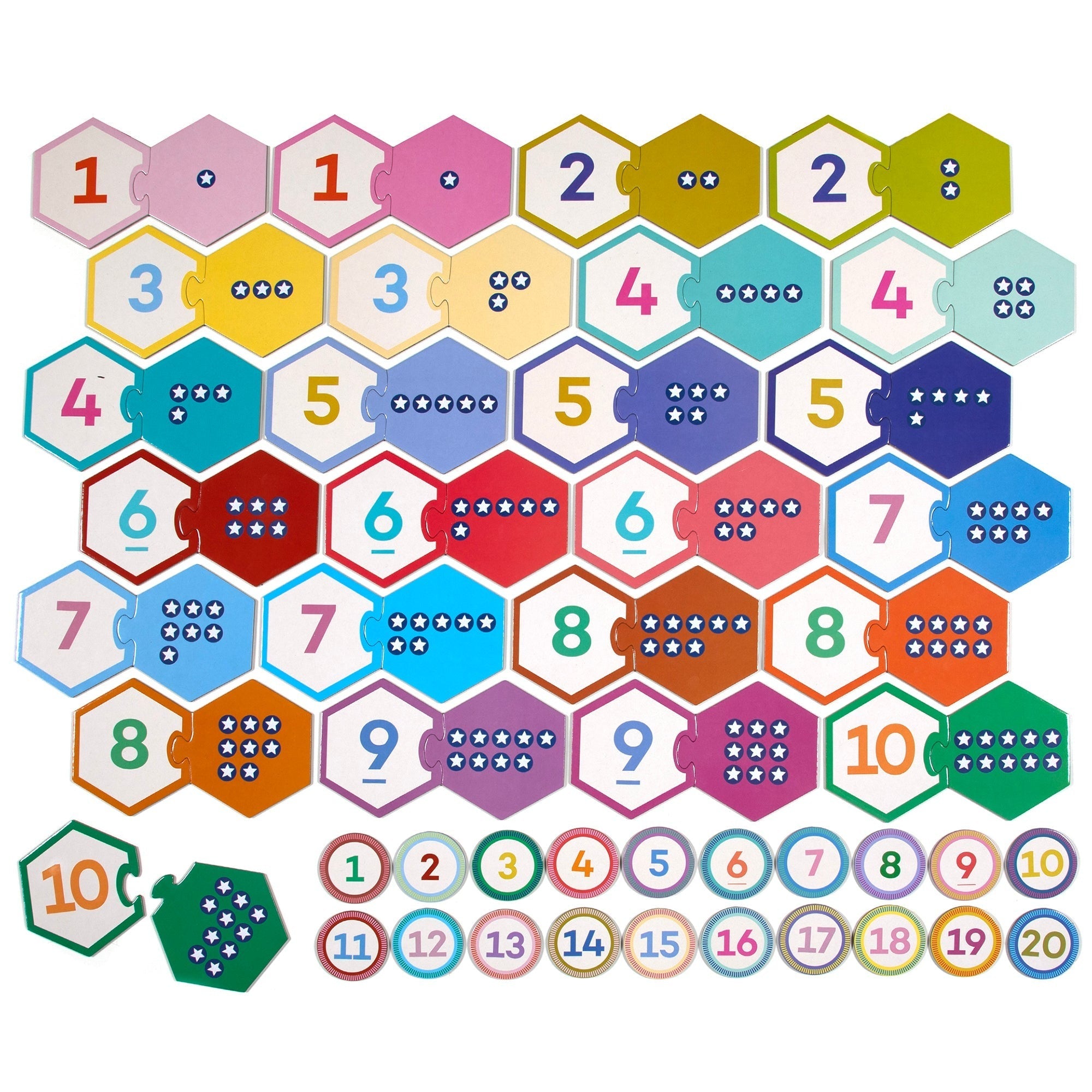 Hexagon Puzzle Pairs: Numbers - 25 pc
