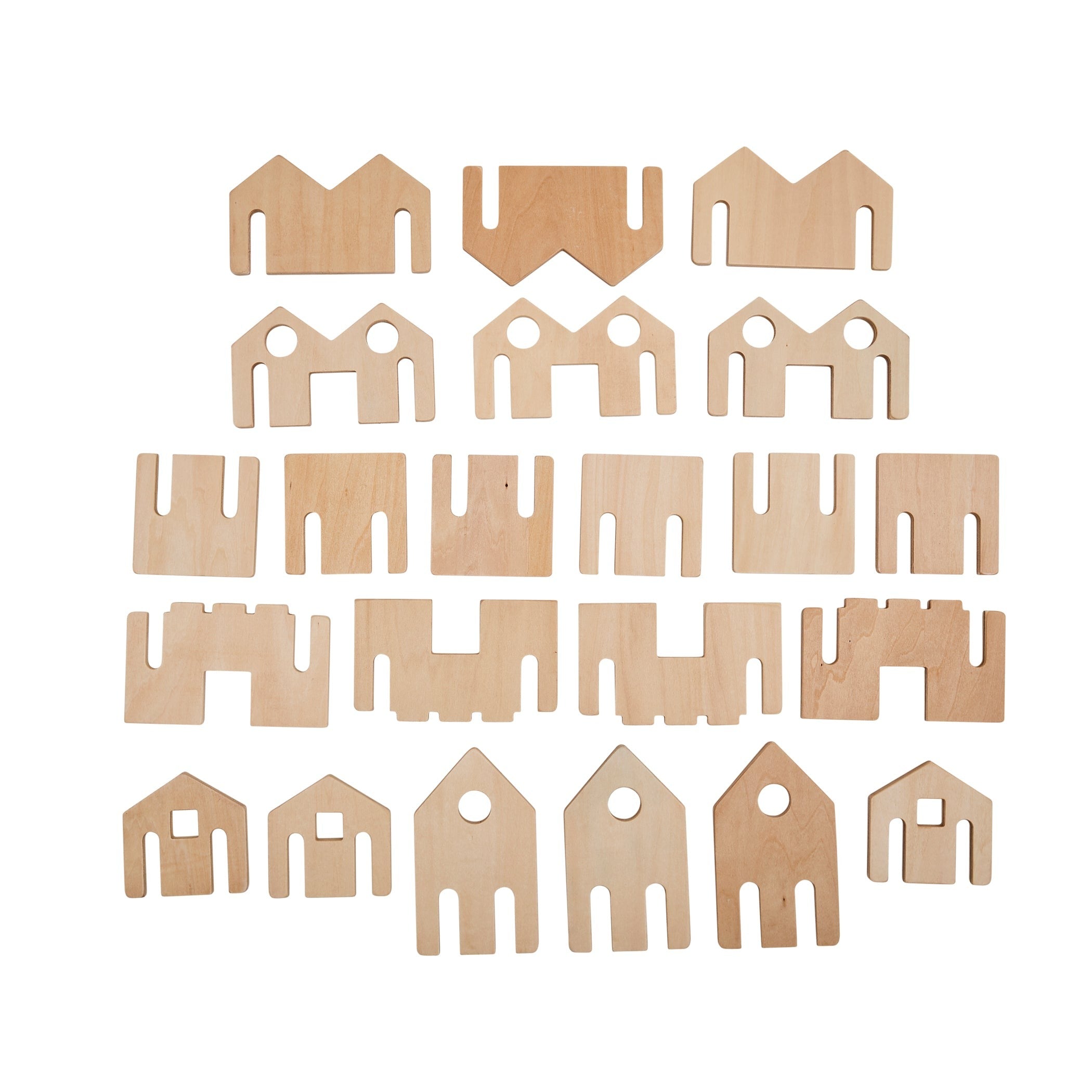 The Freckled Frog Little Happy Architect Wooden Blocks - 22 Piece Set for Toddlers 18m+