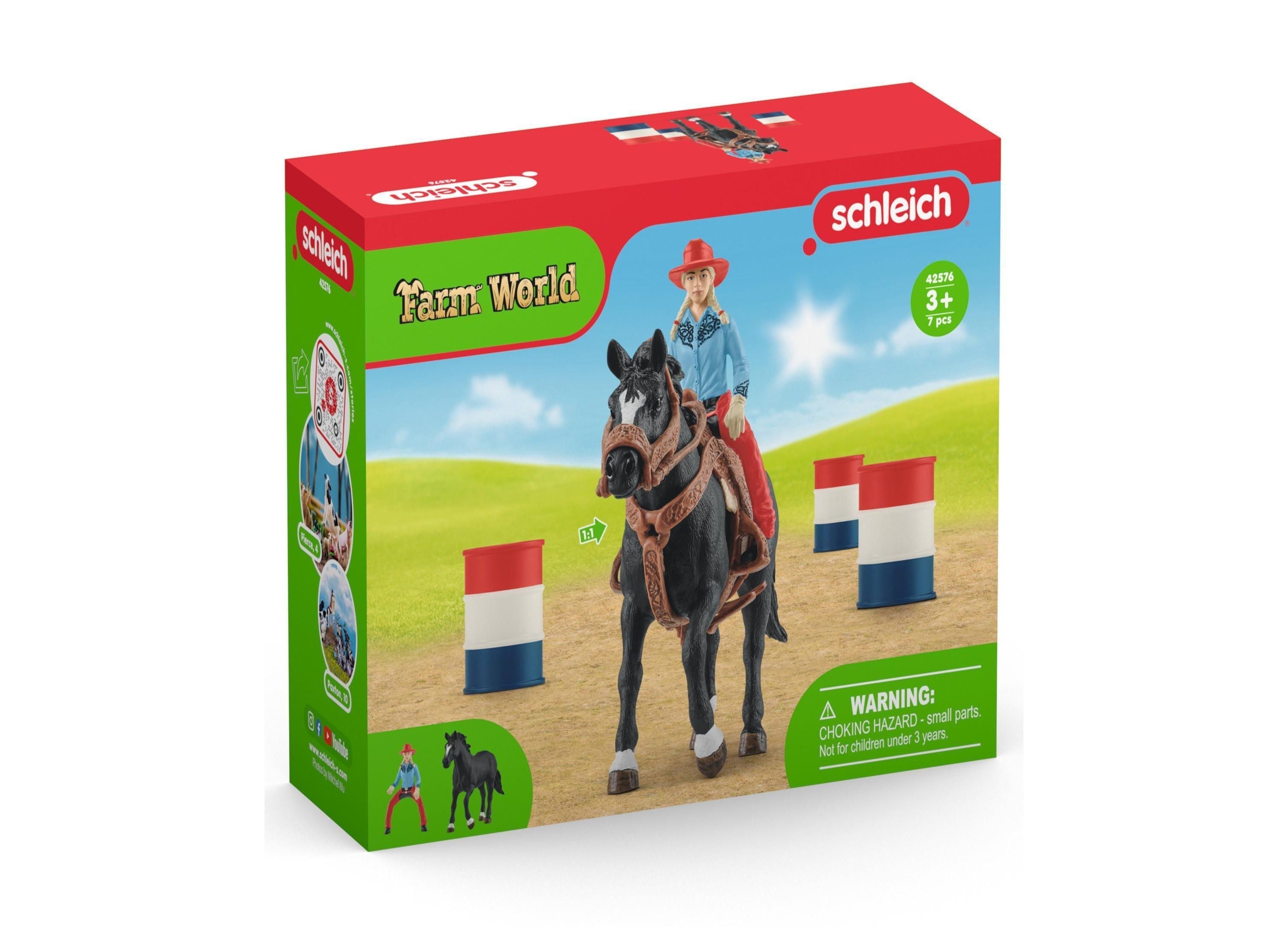 Schleich Farm World Cowgirl Barrel Racing Playset - 7 Piece Set