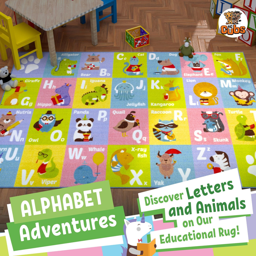 KC Cubs ABC Alphabet Animal Educational Rug 3x5 Foot Playmat