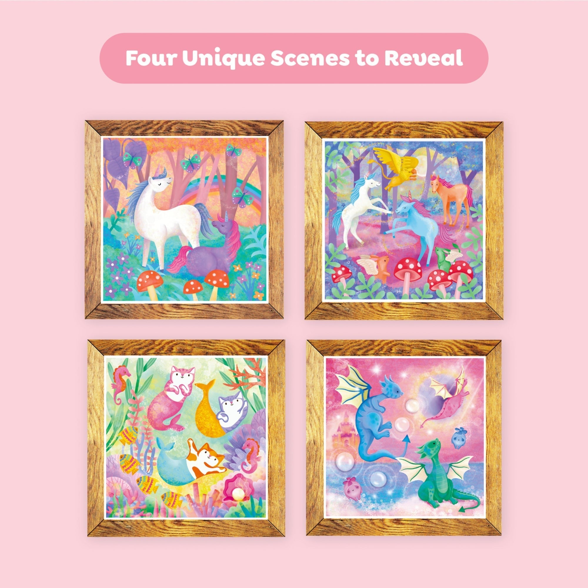 Tiger Tribe Magic Water Painting World Unicorn 4 Reusable Cards With Mess-Free Reveal