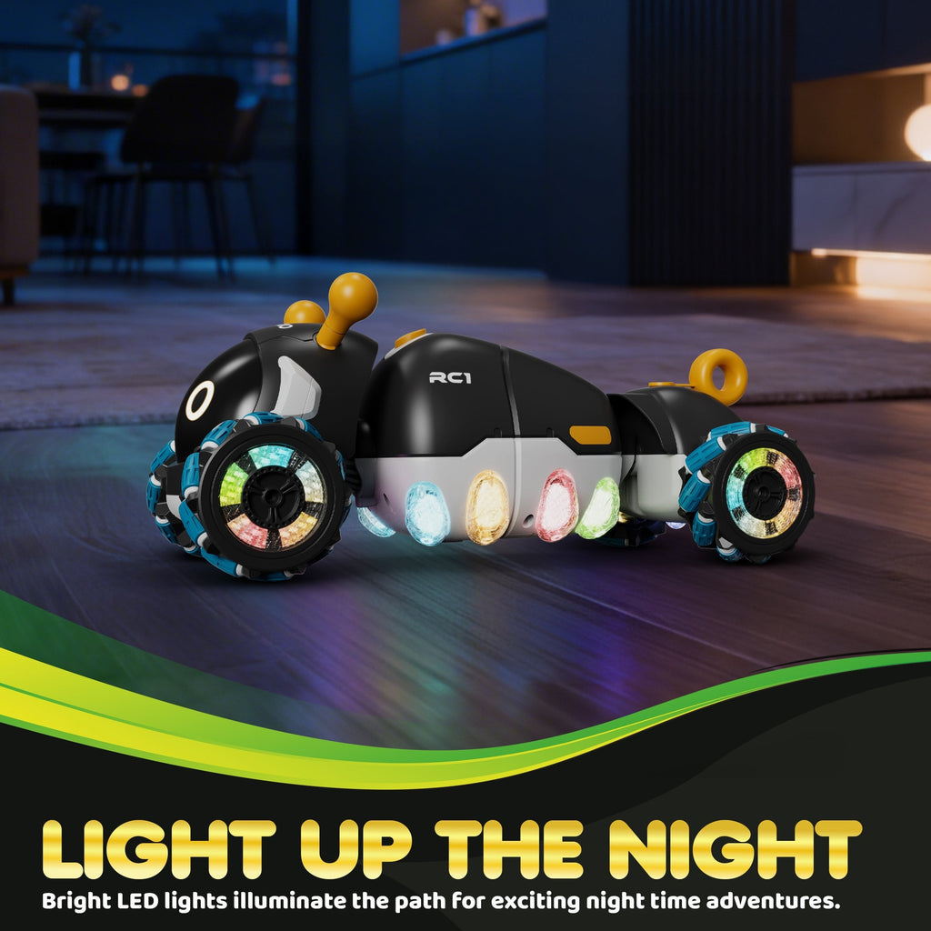 Contixo RC1 Mech Stunt RC Caterpillar Car with 2.4GHz Remote, 360° Spins, LED, Mist Spray, All-Terrain