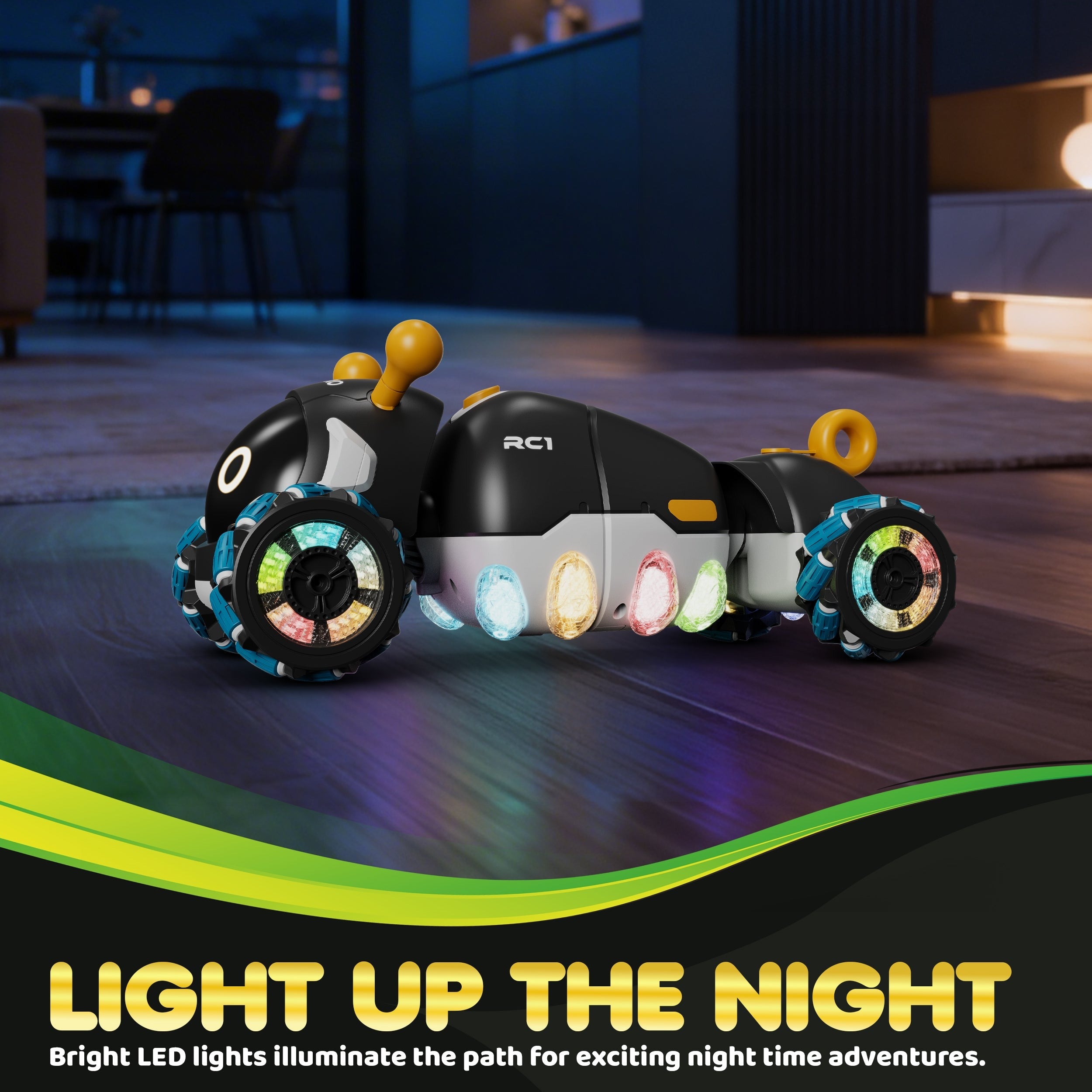 Contixo RC1 Mech Stunt RC Caterpillar Car with 2.4GHz Remote, 360° Spins, LED, Mist Spray, All-Terrain