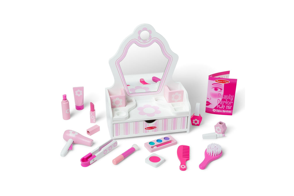 Melissa & Doug Beauty Salon Play Set With Wooden Vanity And Mirror
