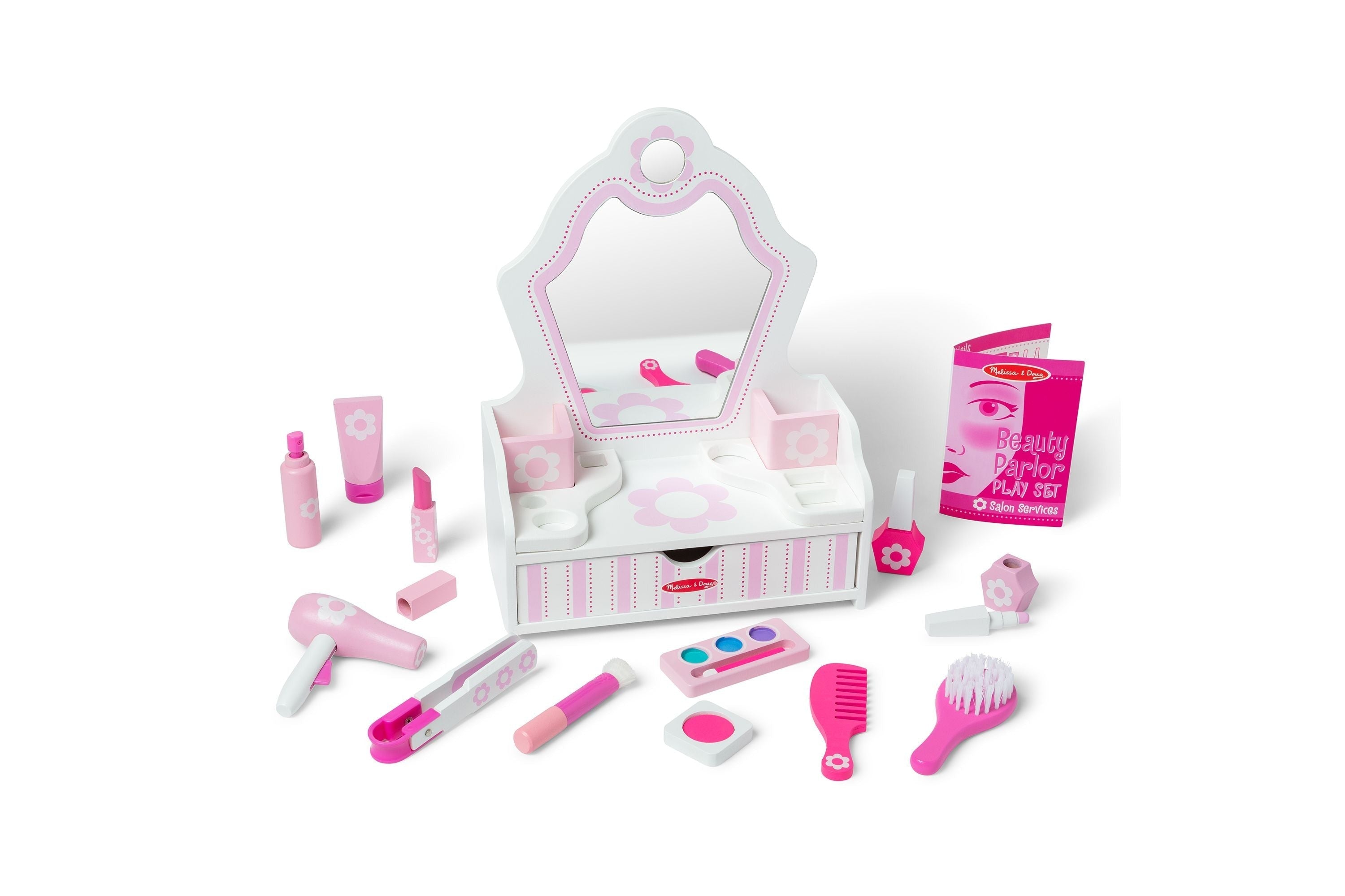 Melissa & Doug Beauty Salon Play Set With Wooden Vanity And Mirror