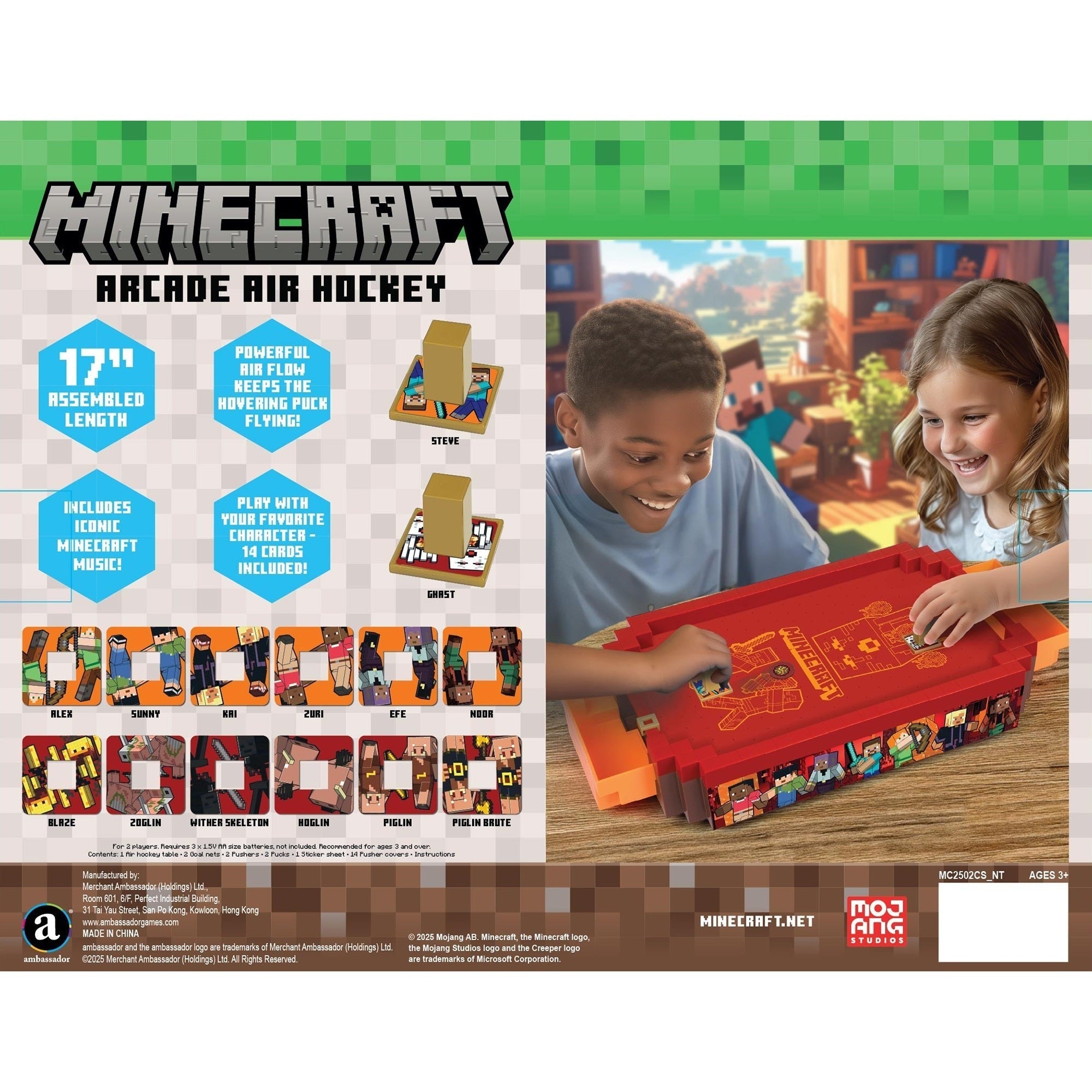 Minecraft Arcade Nether 17-Inch Tabletop Air Hockey Game