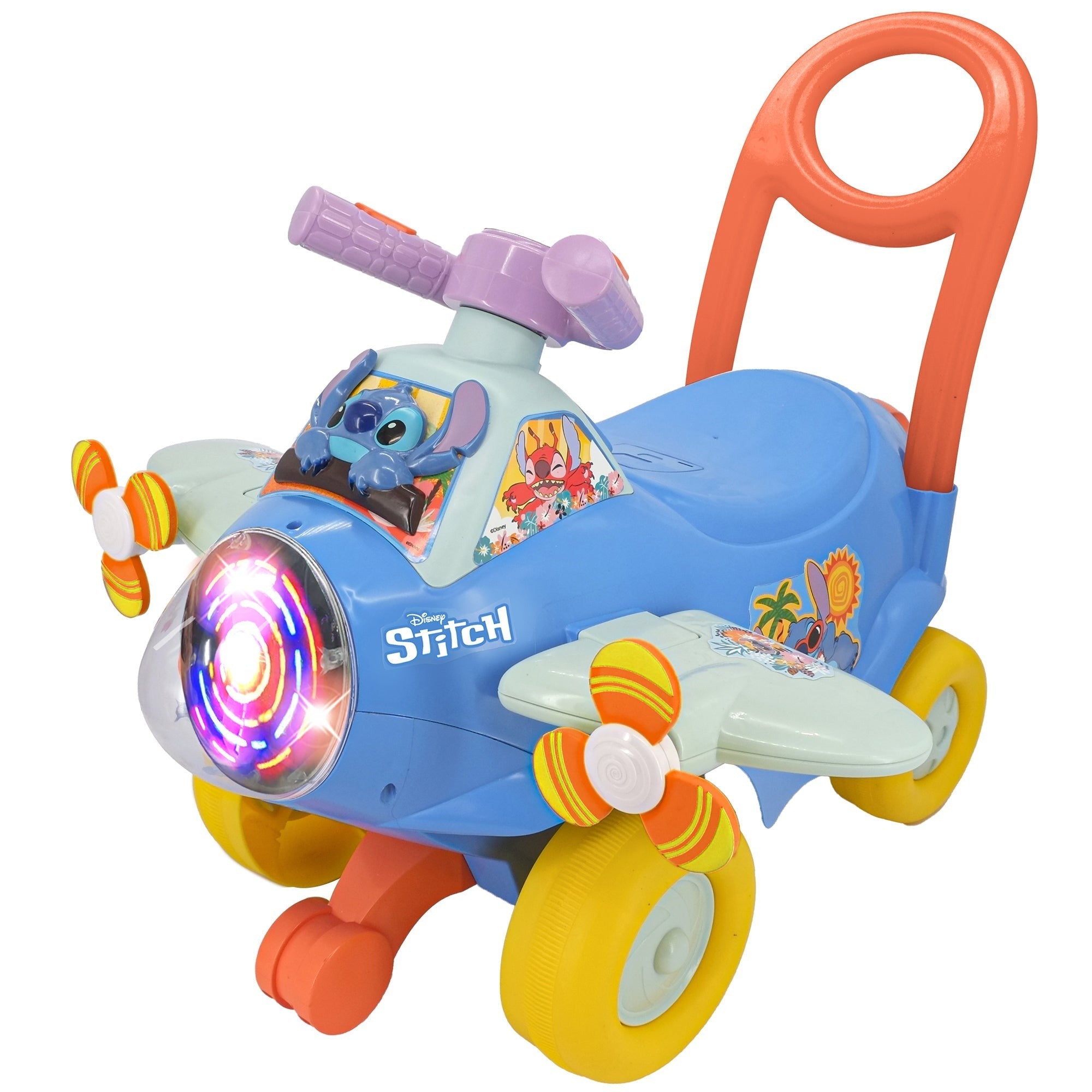 Disney Stitch Spinning Light Plane Ride-On With Sounds And Push Handle
