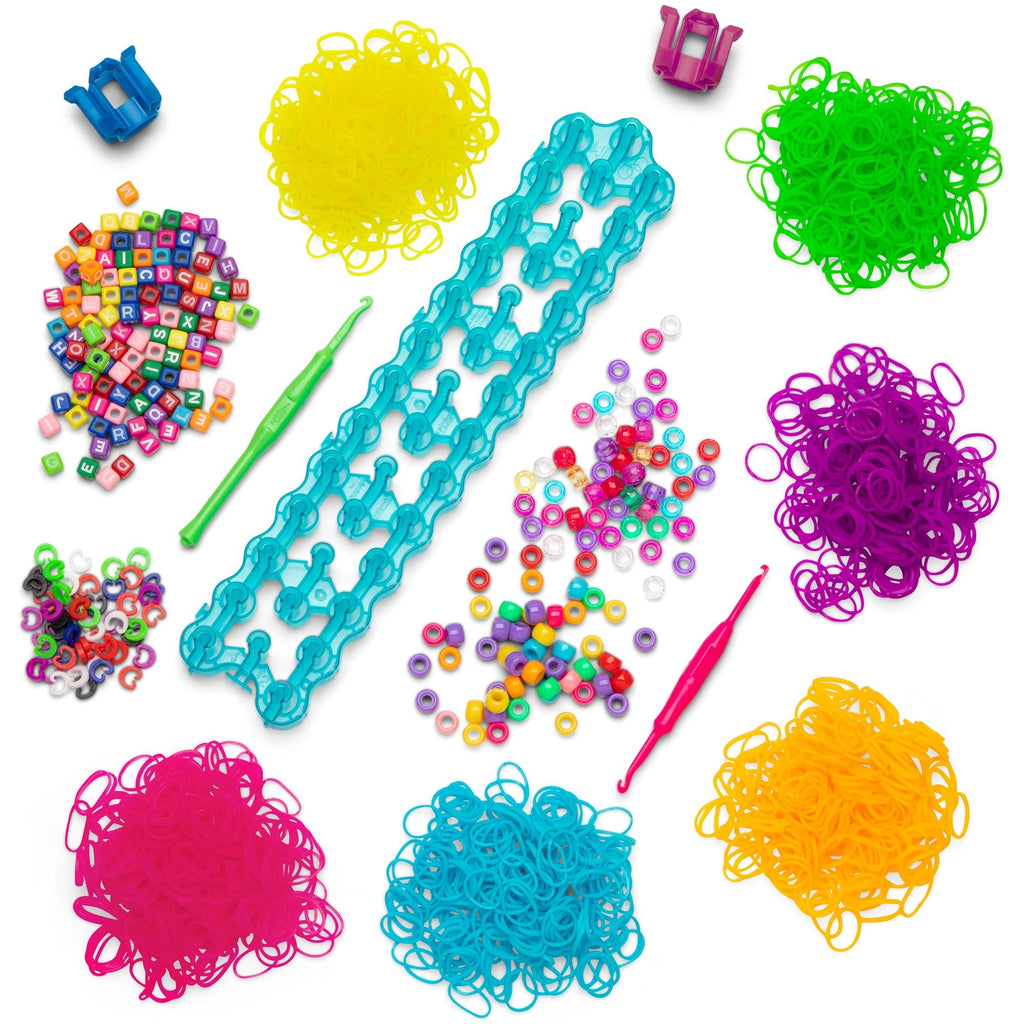 Rainbow Loom Bead Station Bracelet Making Kit With 1200 Bands And 200 Beads