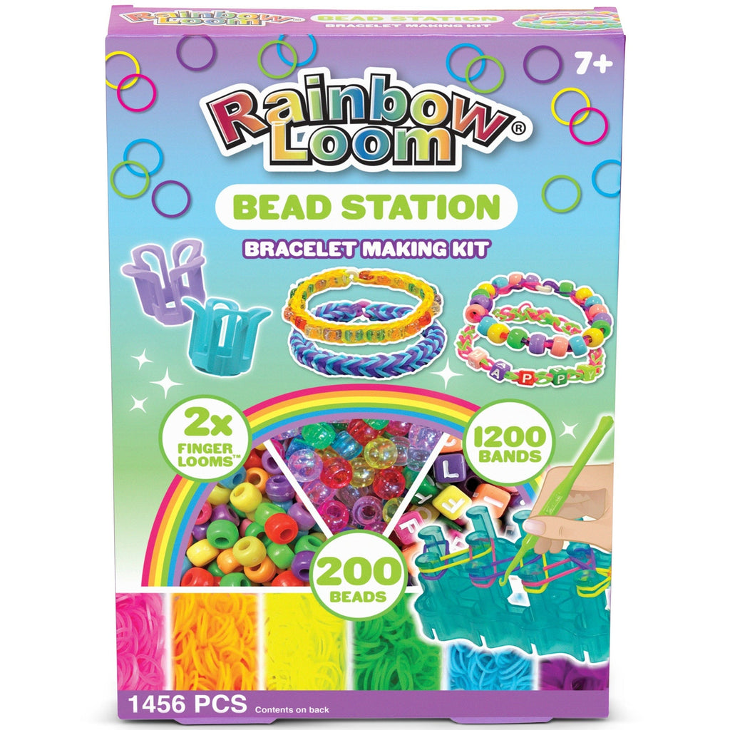 Rainbow Loom Bead Station Bracelet Making Kit With 1200 Bands And 200 Beads