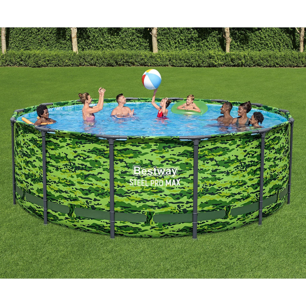 Steel Pro MAX Camo Above Ground Pool Set With Filter Pump And Ladder - 14 Ft x 48 In