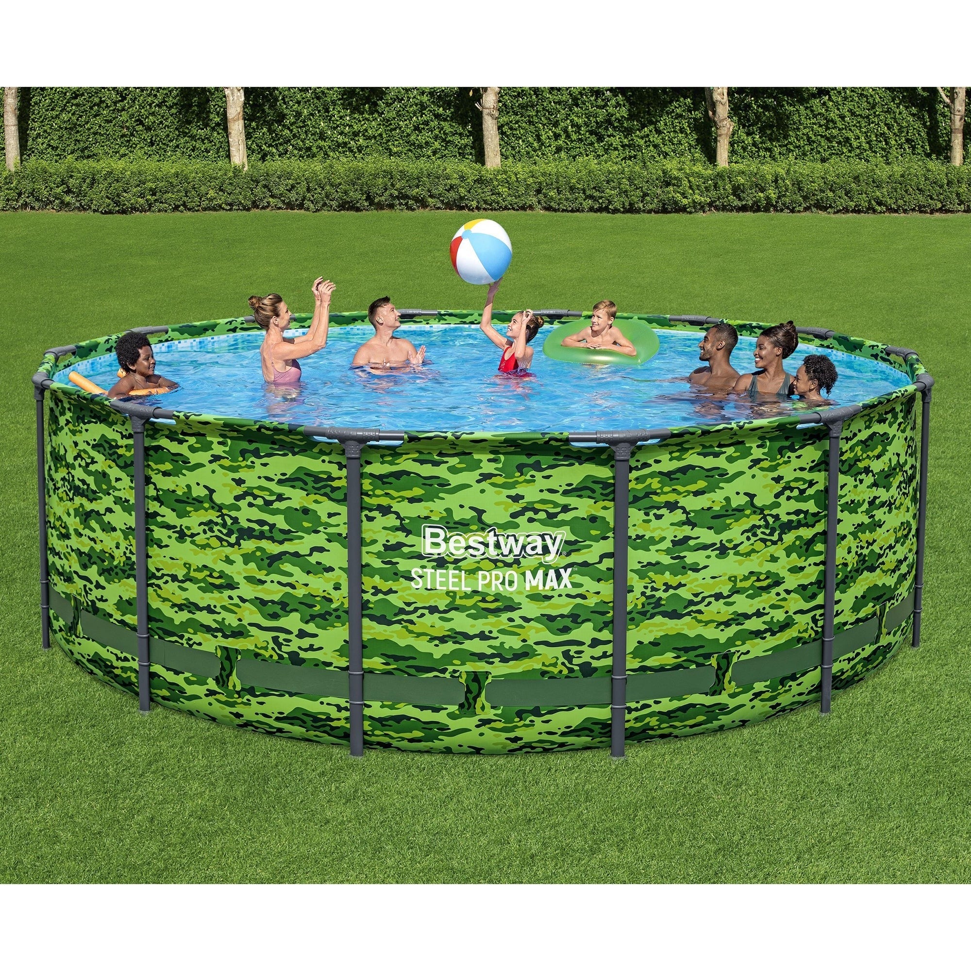 Steel Pro MAX Camo Above Ground Pool Set With Filter Pump And Ladder - 14 Ft x 48 In