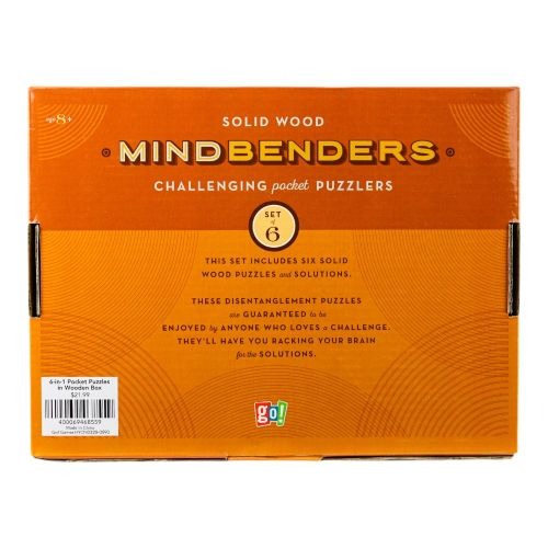 Classic Wooden MindBenders 6-Pack Puzzle Set - Intricate Brain Teasers