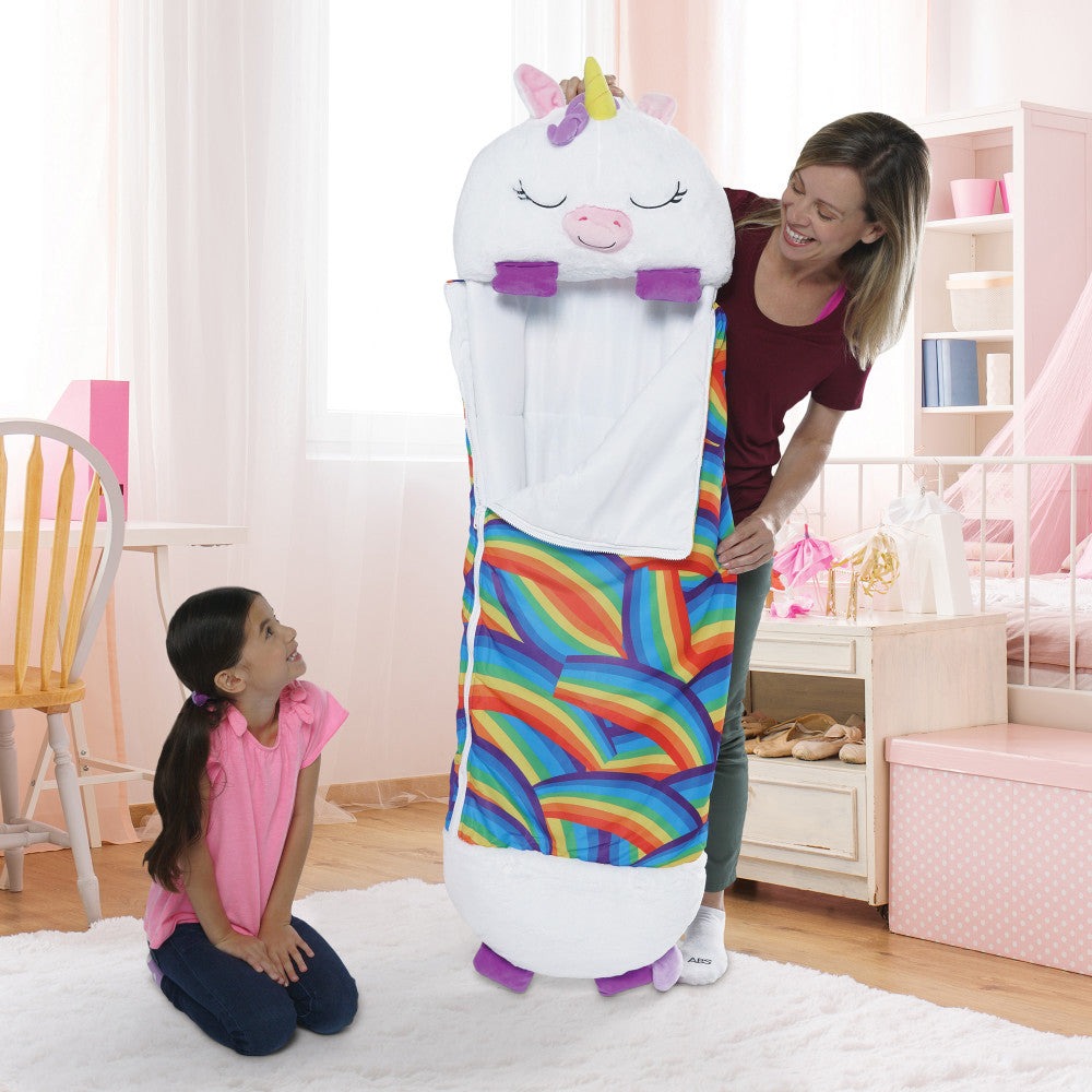 Happy Nappers White Unicorn 54 inch Pillow & Sleepy Sack - Kids 3+
