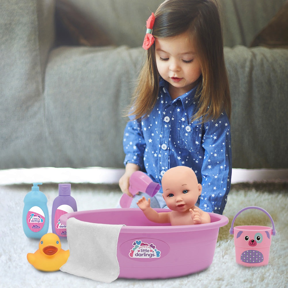 Little Darlings 12-inch Wash N' Play Baby Set with Unicorn Cover-Up
