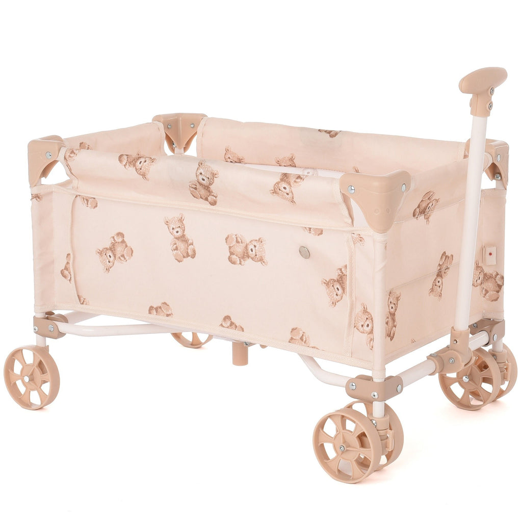 Roma Teddy Toy Wagon Foldable Storage Cart With Teddy Bear Print