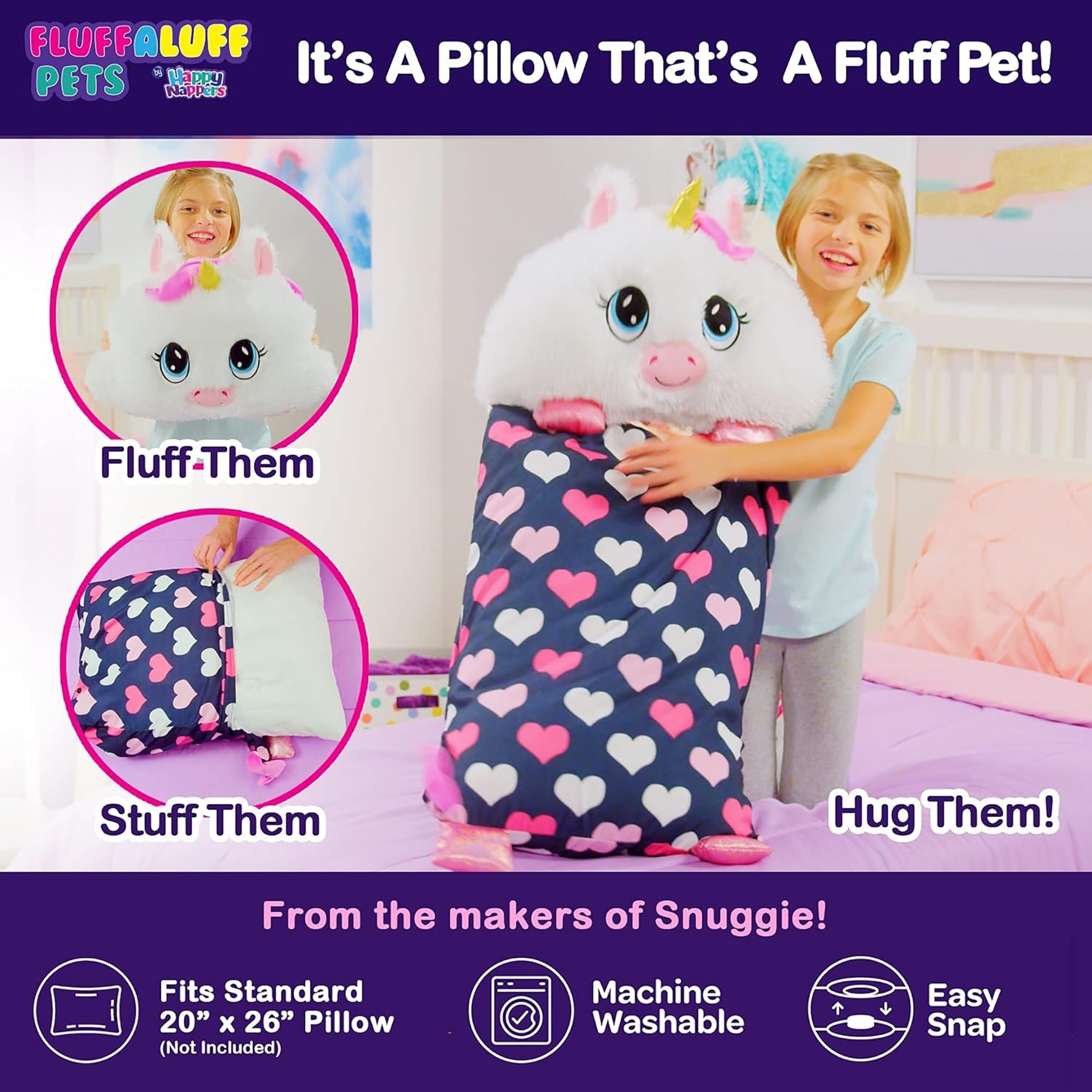 Happy Nappers Arianna Unicorn 36 inch 2-in-1 Play and Sleep Pillow