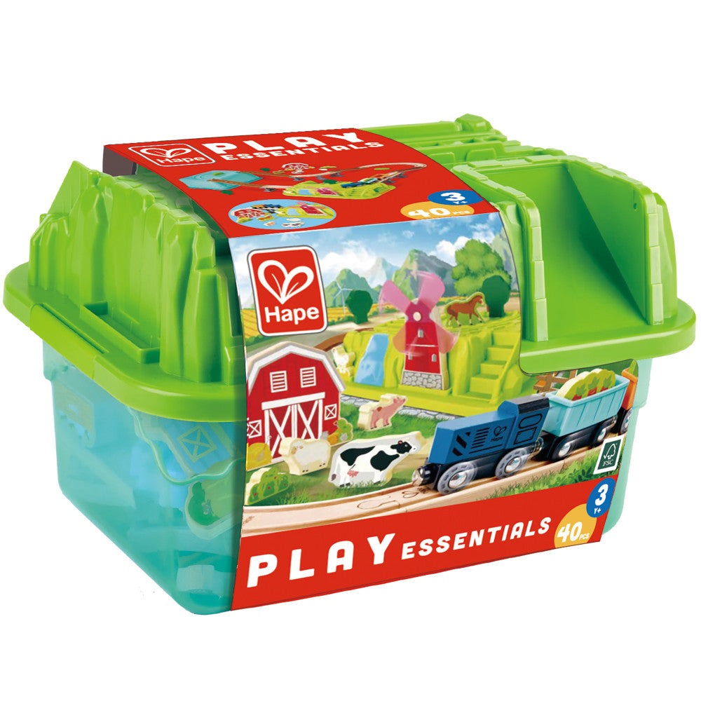 Hape Farmyard Train Bucket Set - Wooden Train and Animal Adventure Playset