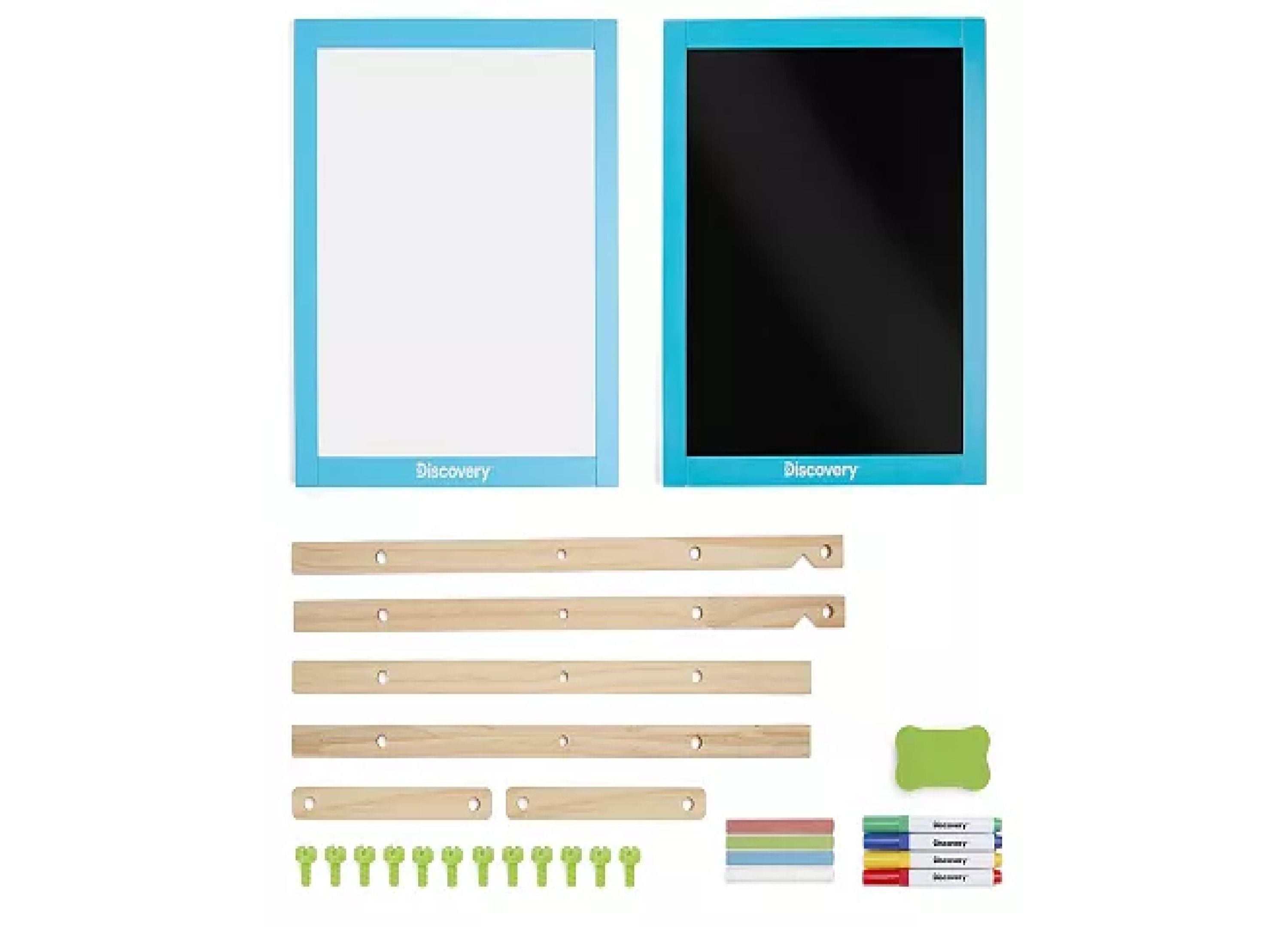 Discovery Kids 2-In-1 Easel Wood Art Center With Whiteboard And Chalkboard