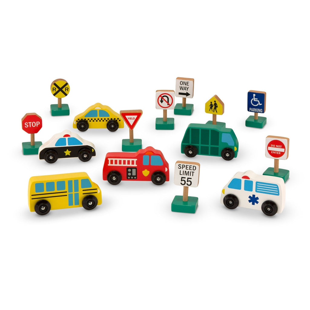 Melissa & Doug Wooden Traffic Adventure Play Set - 15 Pieces