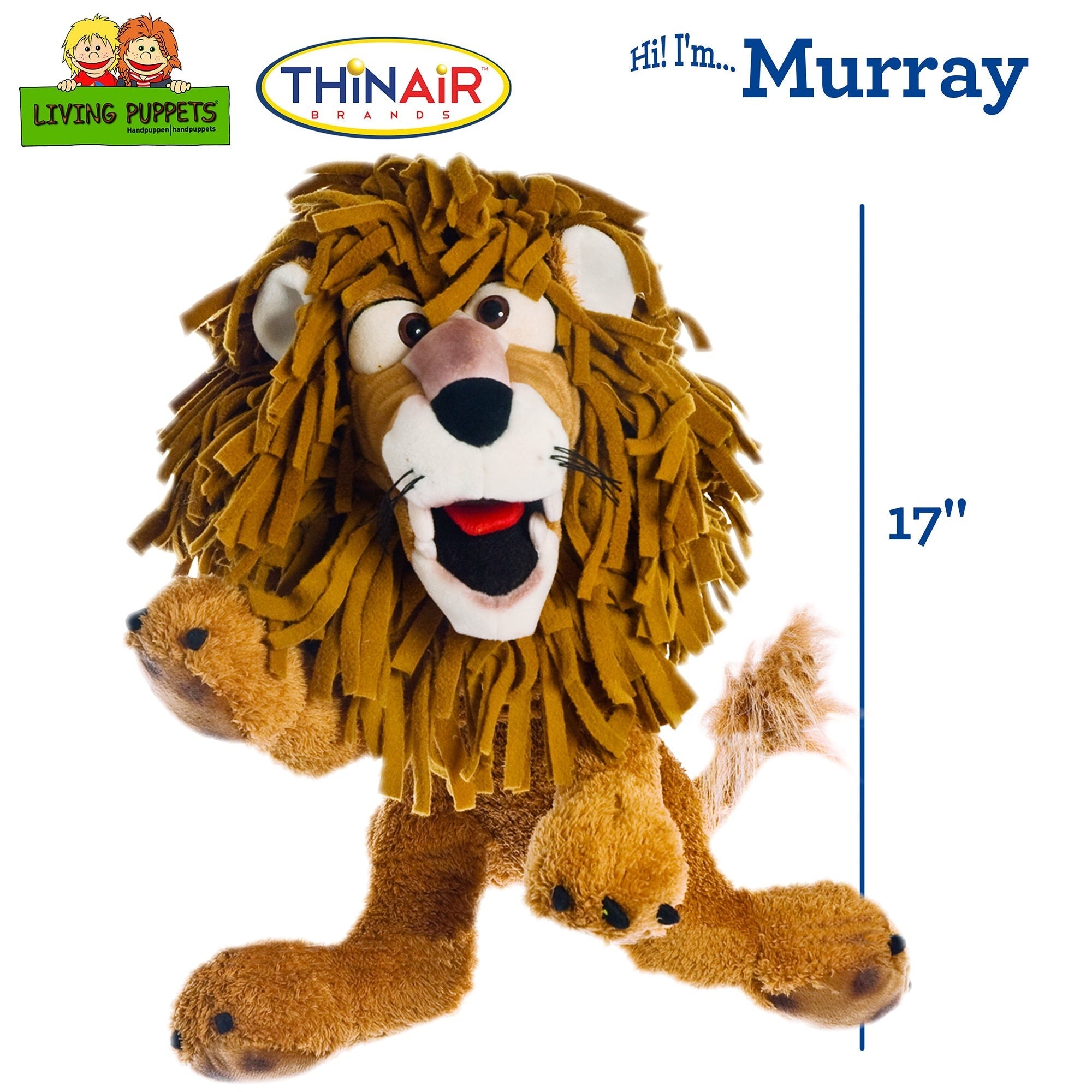 Living Puppets Handmade Murray The Lion Plush Hand Puppet - Soft Play Companion For Kids 3+