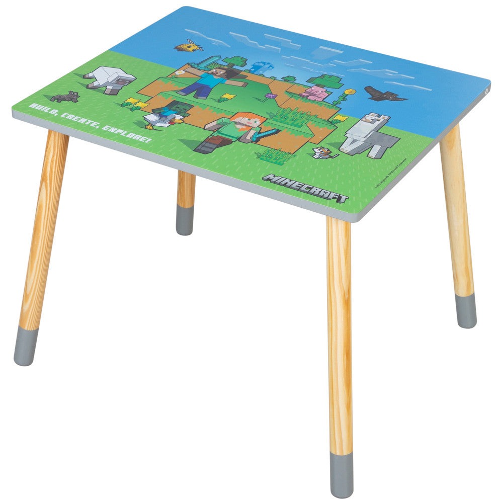 Minecraft Adventure Kids Wooden Table & 2 Chairs Set - Green & Blue