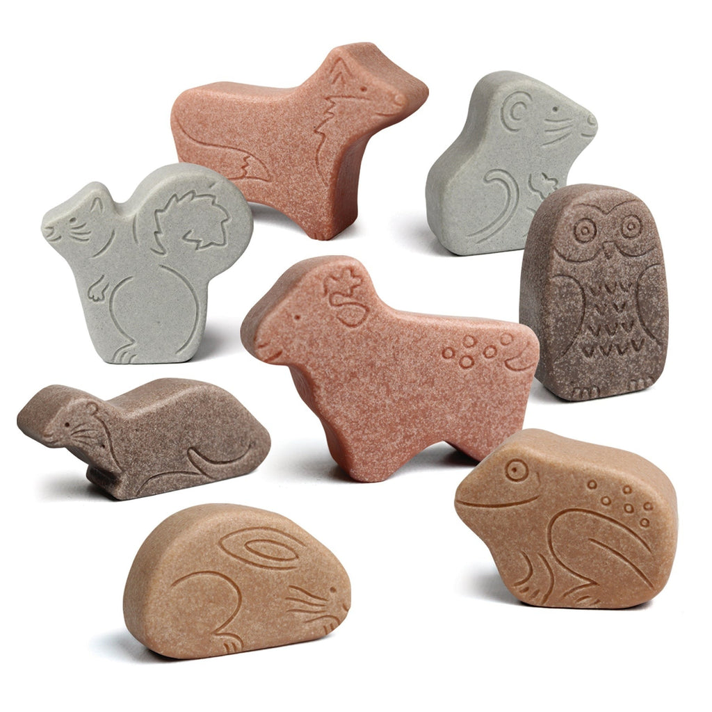 Yellow Door Little Lands Woodland ‚Äì Assorted Stone Animal Figures, Set of 8