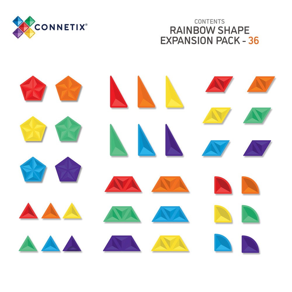 Connetix Magnetic Tiles Rainbow Shape Expansion Pack – 36 Piece Set