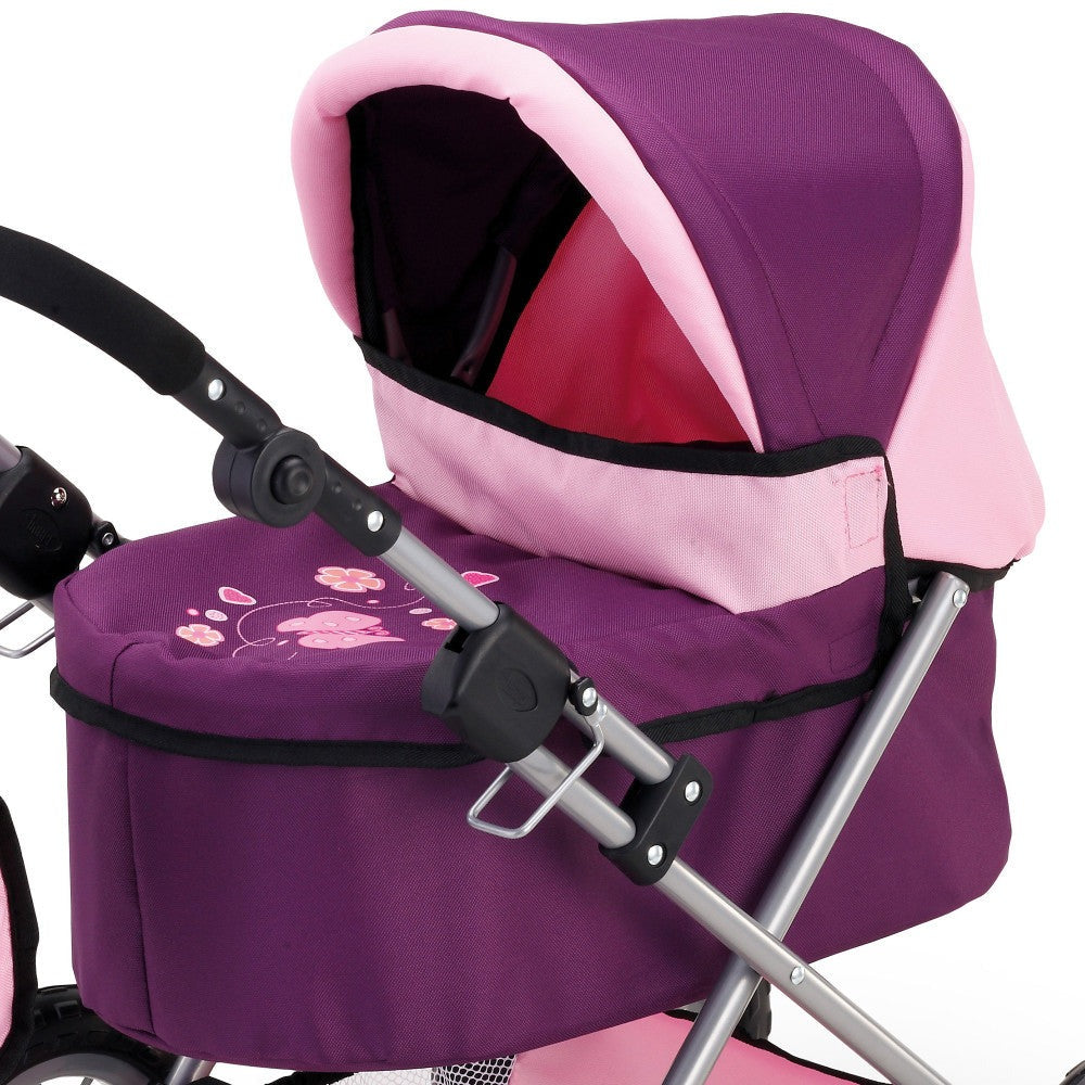 Bayer Design Purple & Pink Trendy Doll Pram with Bag
