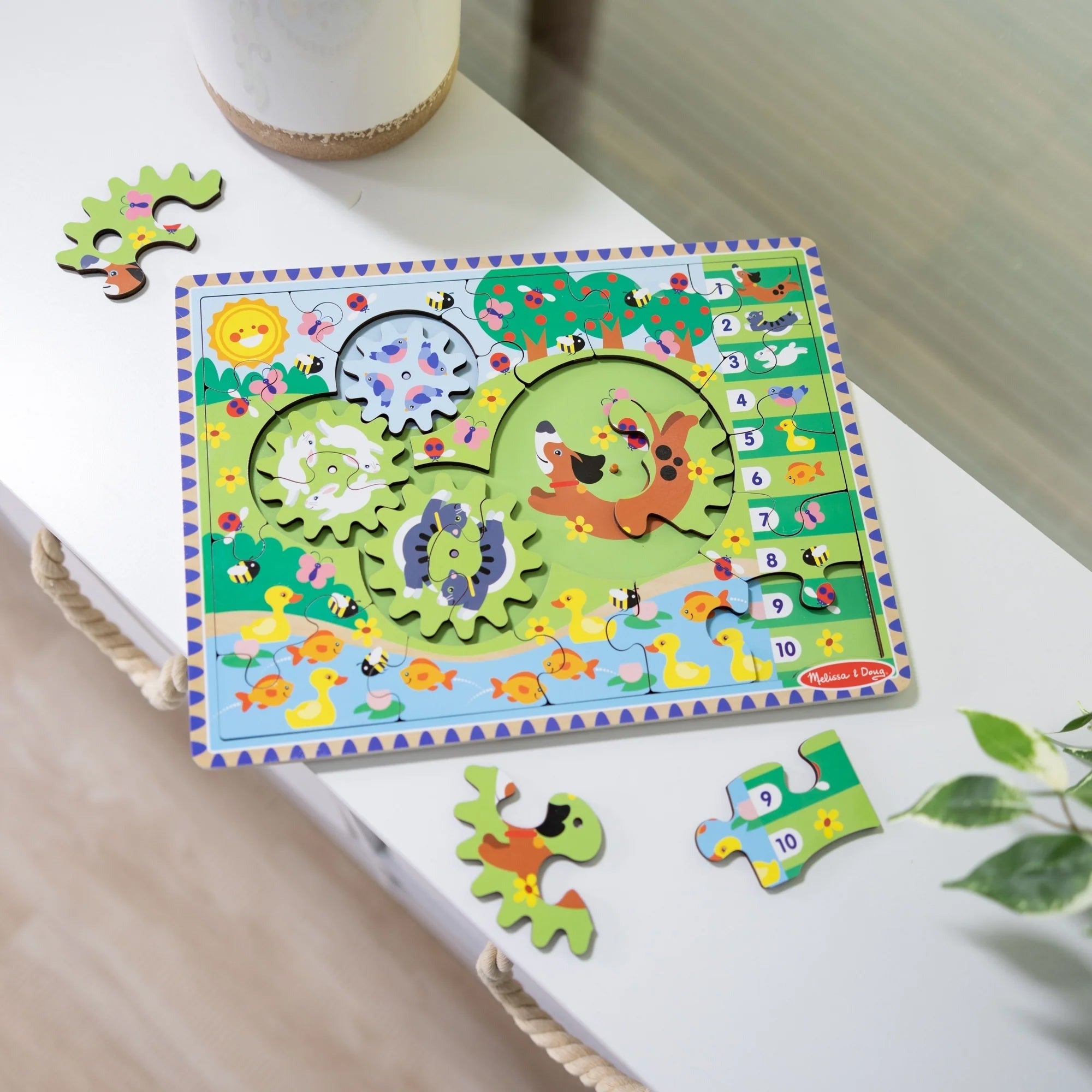 Melissa & Doug Animal Chase I-Spy Wooden Gear Puzzle - 24 pc