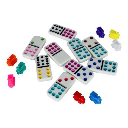 Mexican Train Dominoes Deluxe Set in Tin with Electronic Sounder