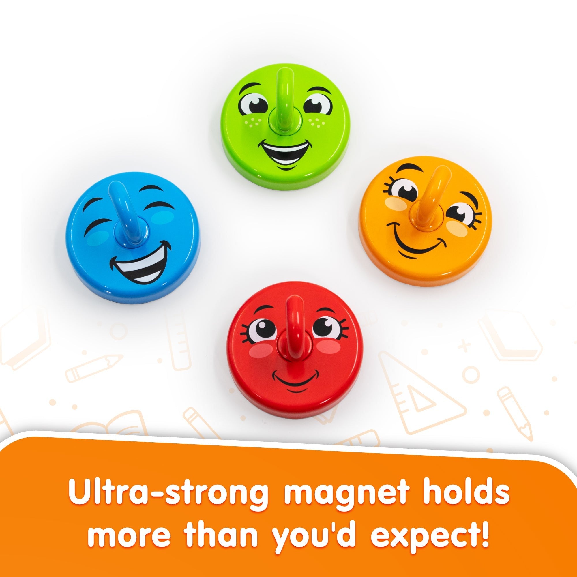 Happy Hooks Strong Magnetic Hooks With Smiley Faces