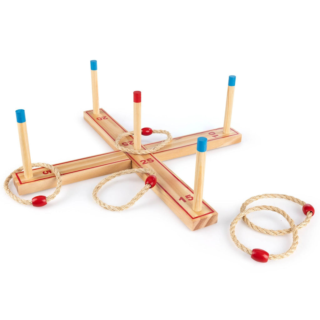 Grasshopper Games Classic Ring Toss Wood Game Set with Carrying Bag - Ages 3+