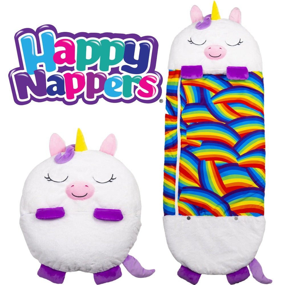Happy Nappers White Unicorn 54 inch Pillow & Sleepy Sack - Kids 3+