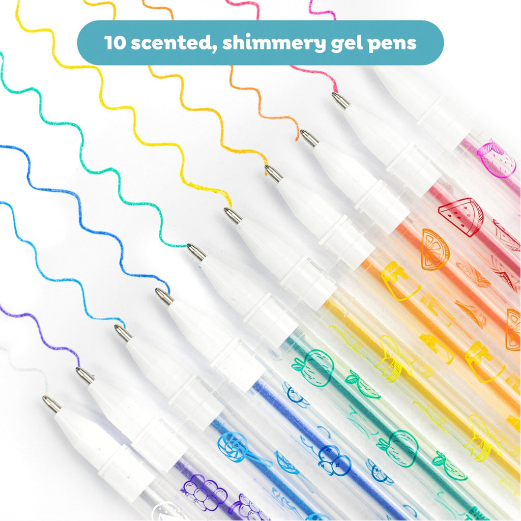 Tiger Tribe Shimmer Scented Gel Pens 10-Pack Fruity Dessert Scents