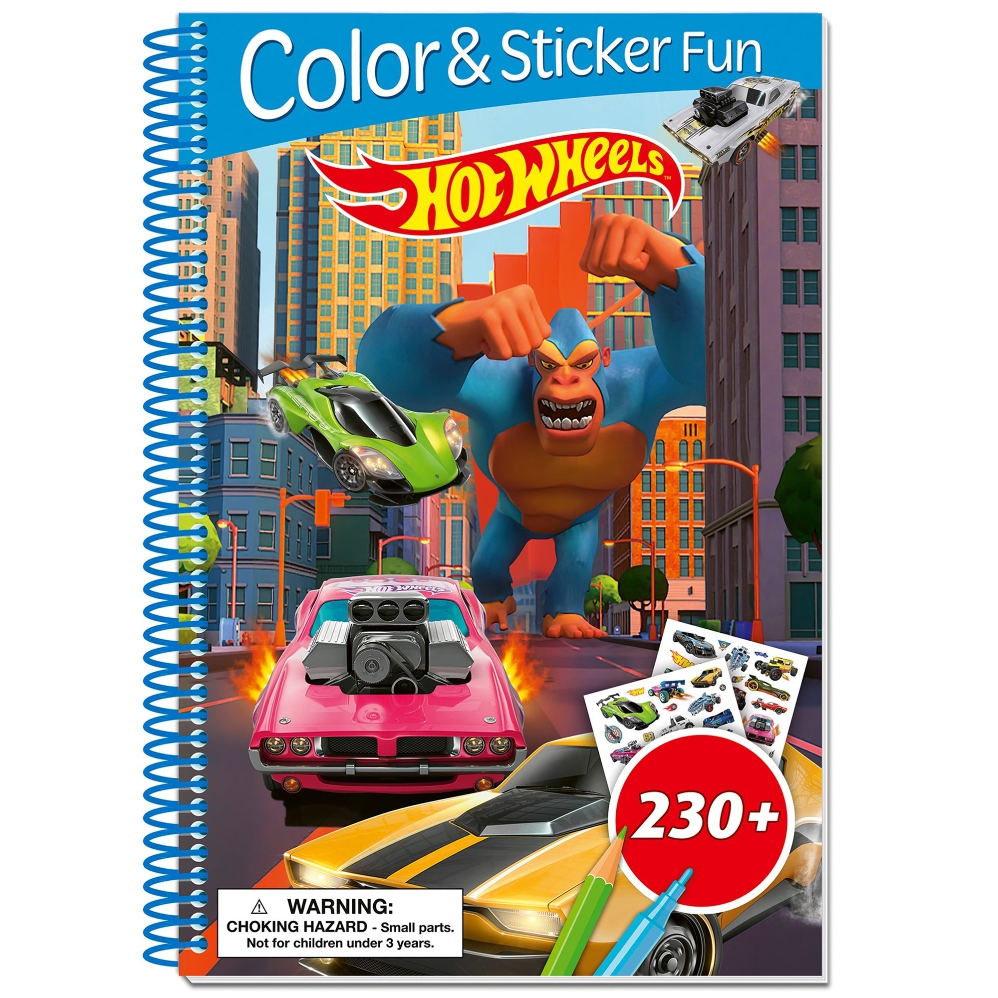 Hot Wheels Sticker & Coloring Book - 230+ Reusable Stickers, 3D Cover