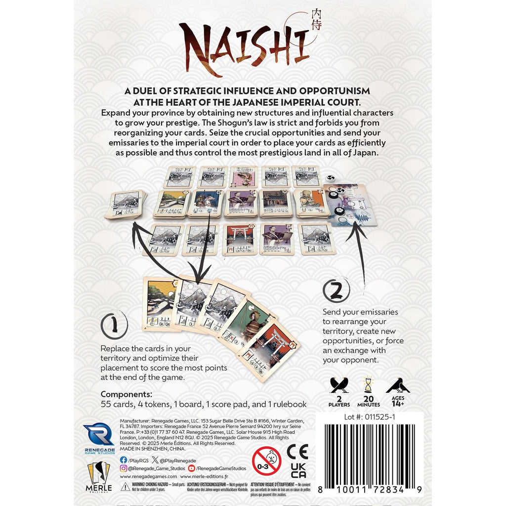 Renegade Games Naishi Strategic Hand-Management Card Game - Japanese Imperial Court Theme, 2 Players