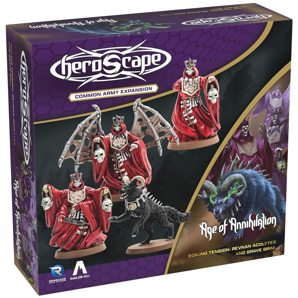 Heroscape Revnan Acolytes & Grave Grim Army Expansion - 4 Assembled Unpainted Miniatures & 2 Army Cards