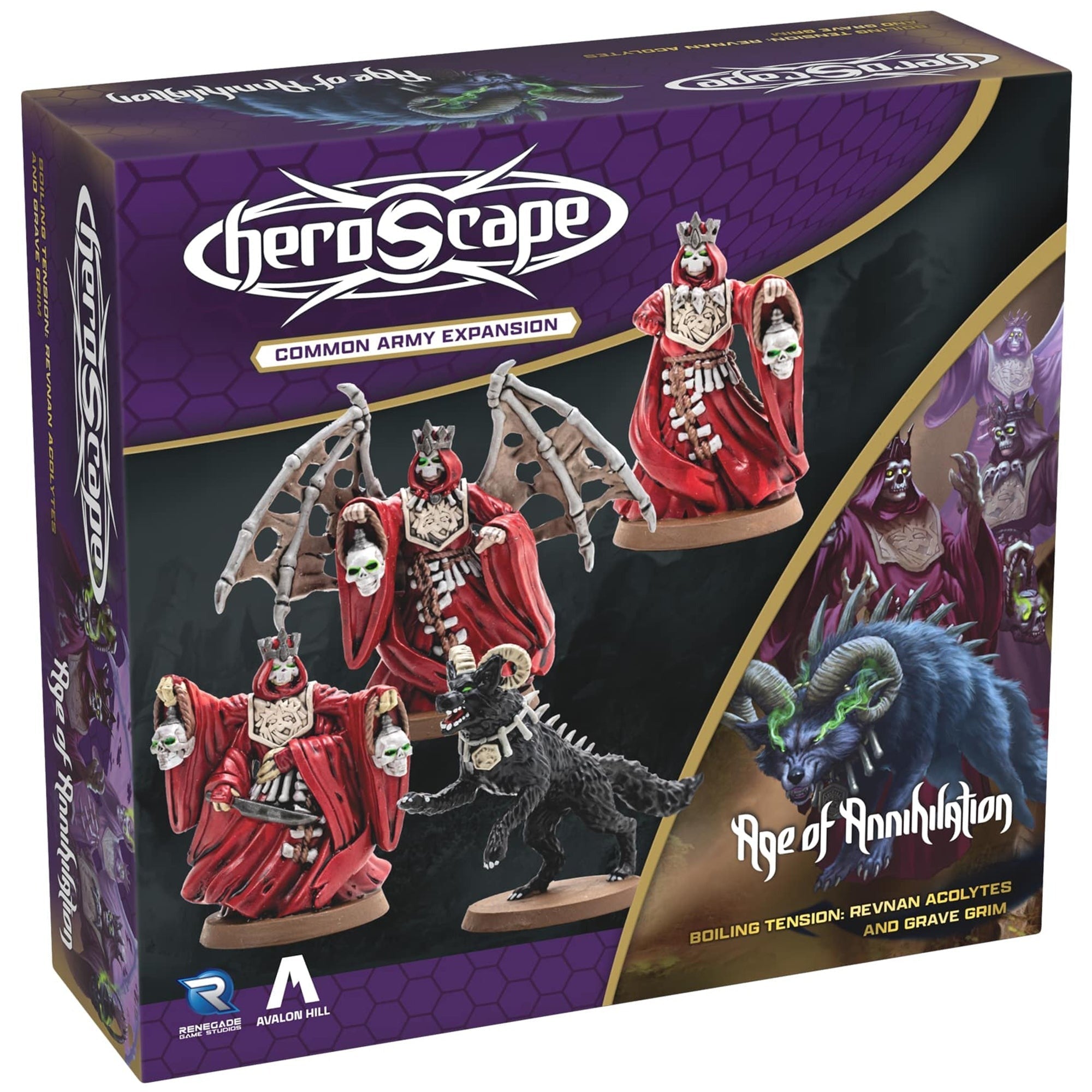 Heroscape Revnan Acolytes & Grave Grim Army Expansion - 4 Assembled Unpainted Miniatures & 2 Army Cards