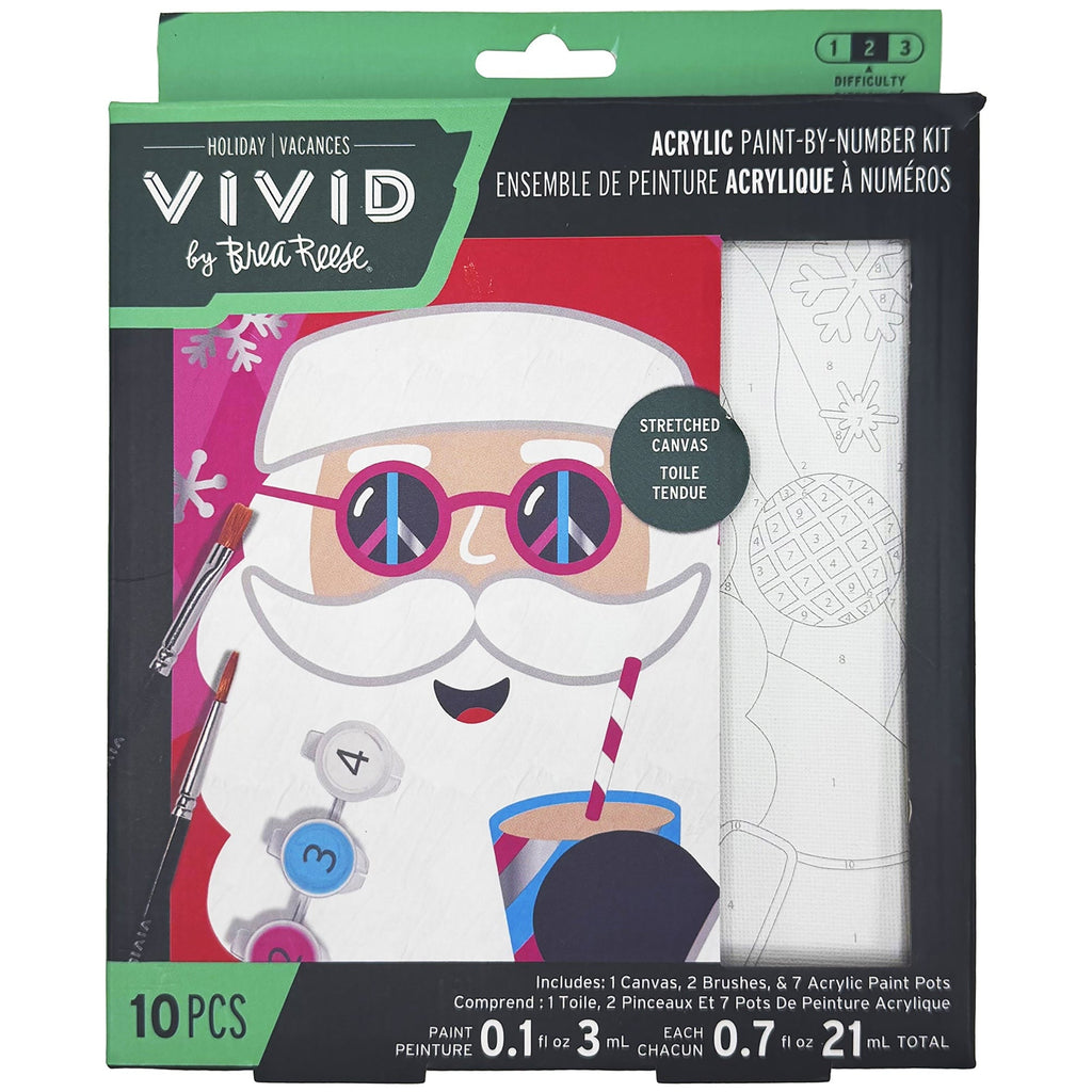 Vivid By Brea Reese Groovy Santa Acrylic Paint-By-Number Kit