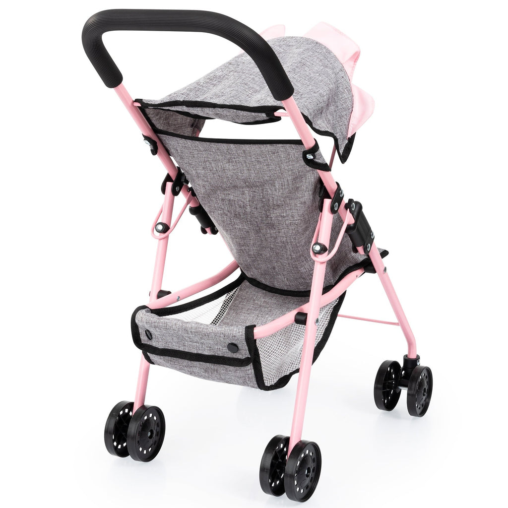 Bayer Design Doll Buggy - Play Stroller, Grey with Pink Butterfly Motif