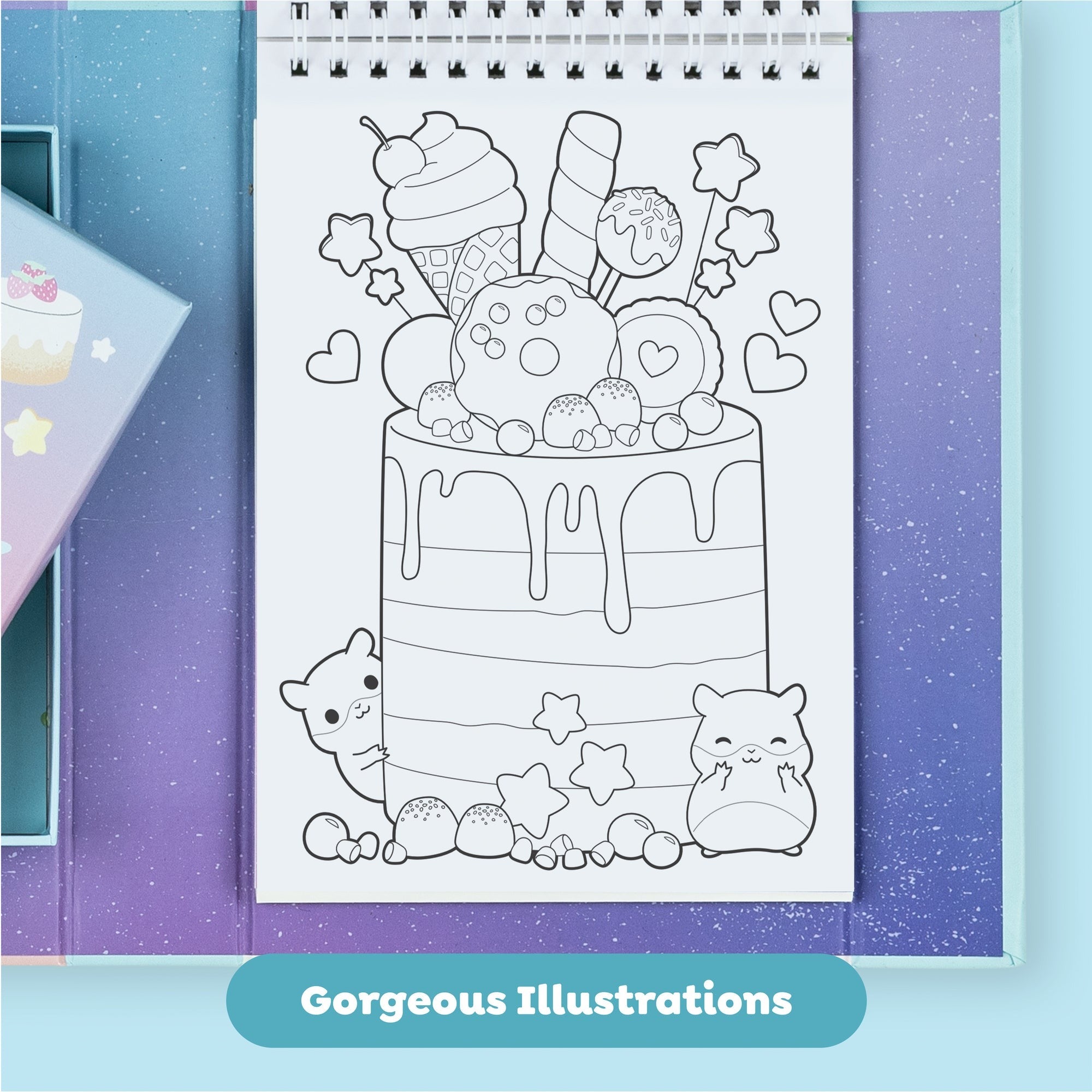 Tiger Tribe Kawaii Café Pastel Coloring Set - Activity Kit for Kids