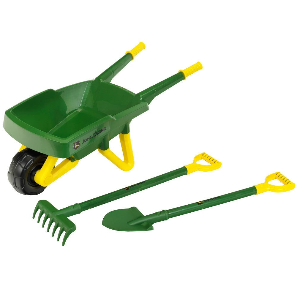 John Deere Wheelbarrow Play Set – Green & Yellow, 3pc, Ages 3+