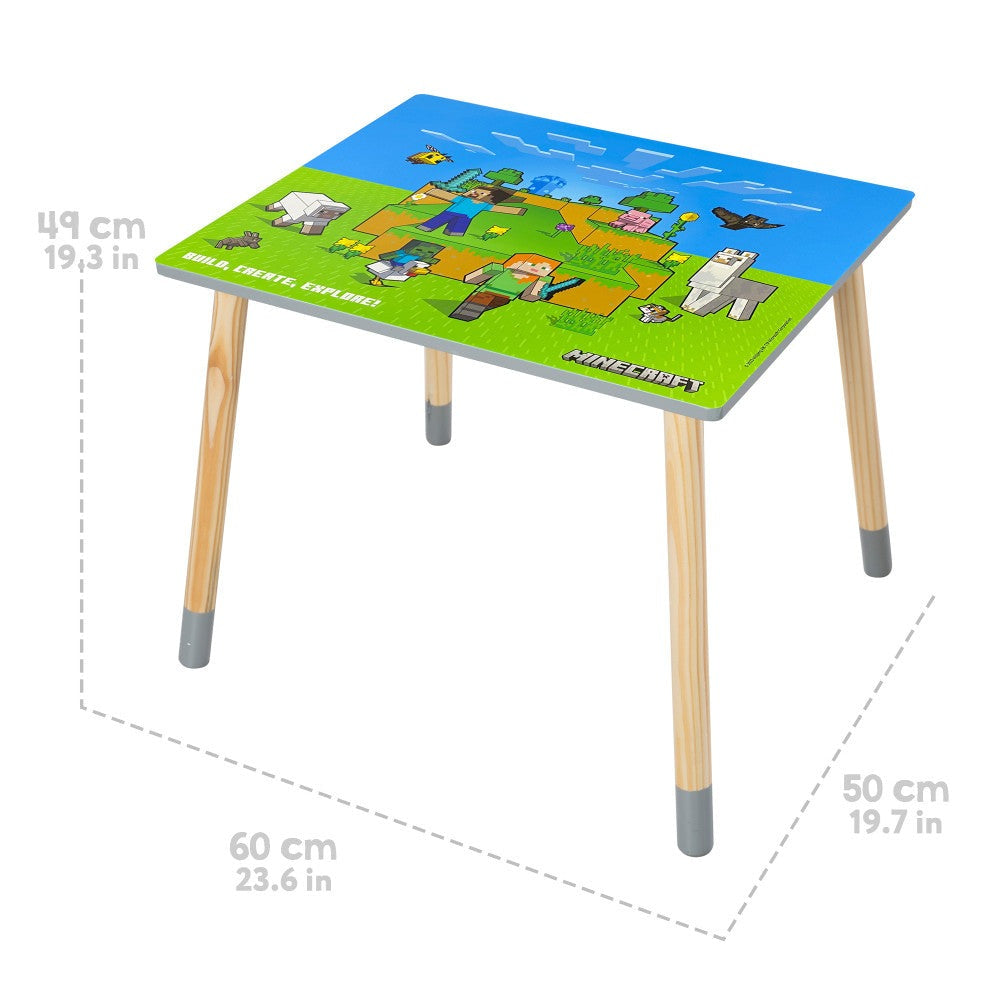 Minecraft Adventure Kids Wooden Table & 2 Chairs Set - Green & Blue