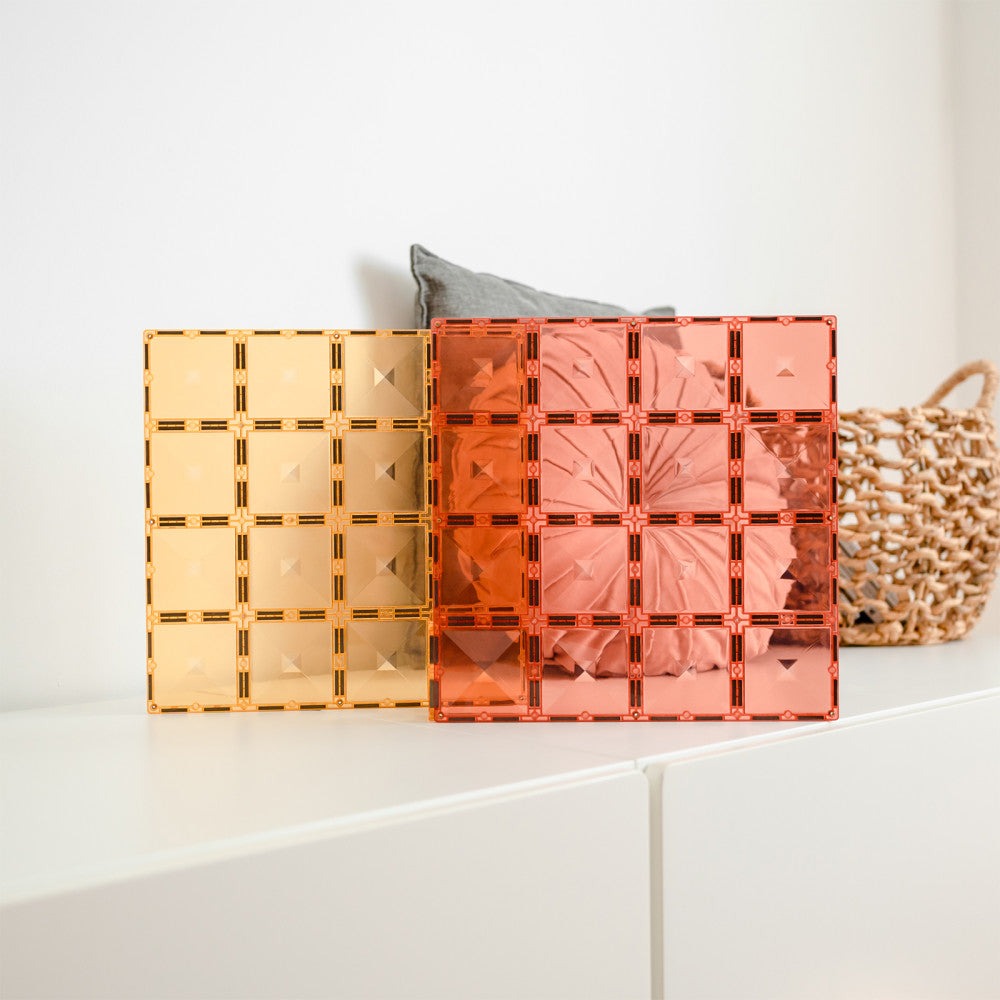 Connetix Magnetic Tiles Pastel Lemon & Peach Base Plates - 2 Pieces