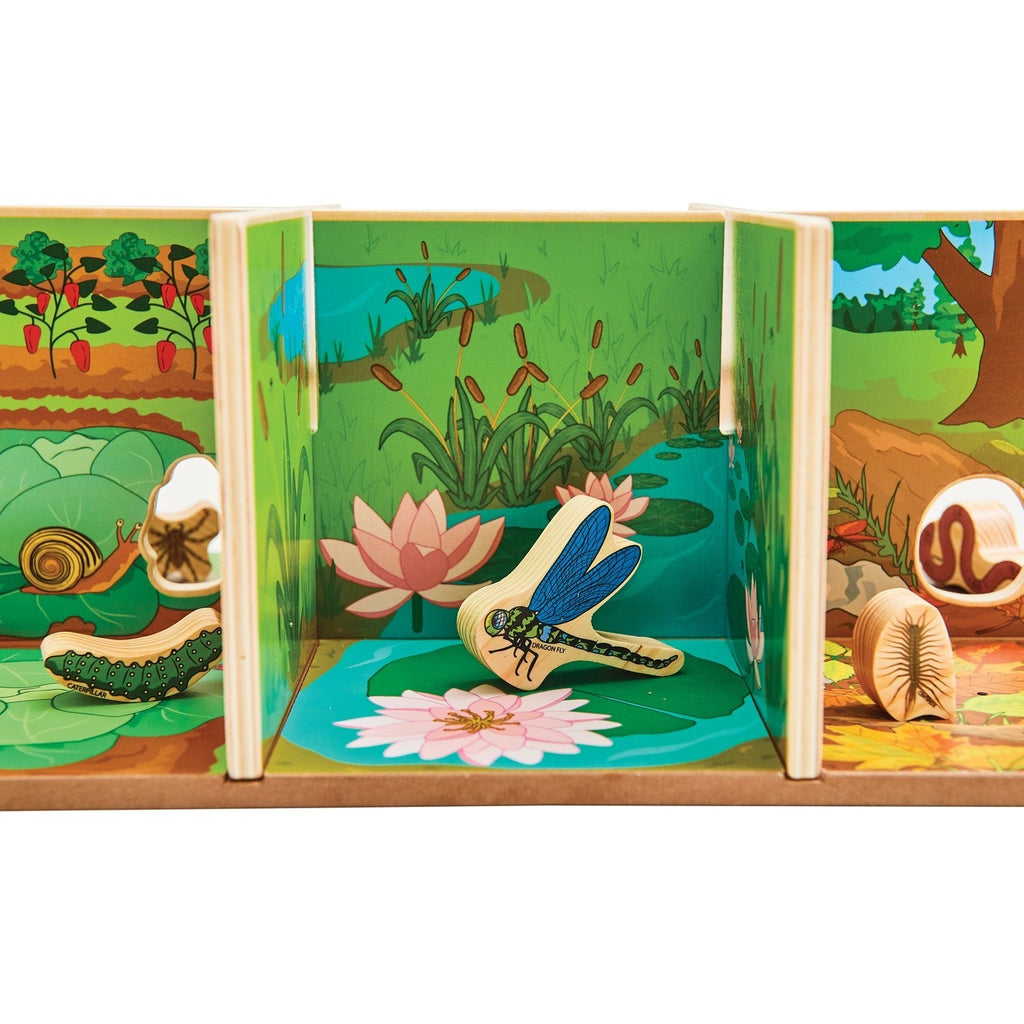 The Freckled Frog Minibeast Adventure Playset - Colorful Bug Blocks and Habitats - 15 Pieces