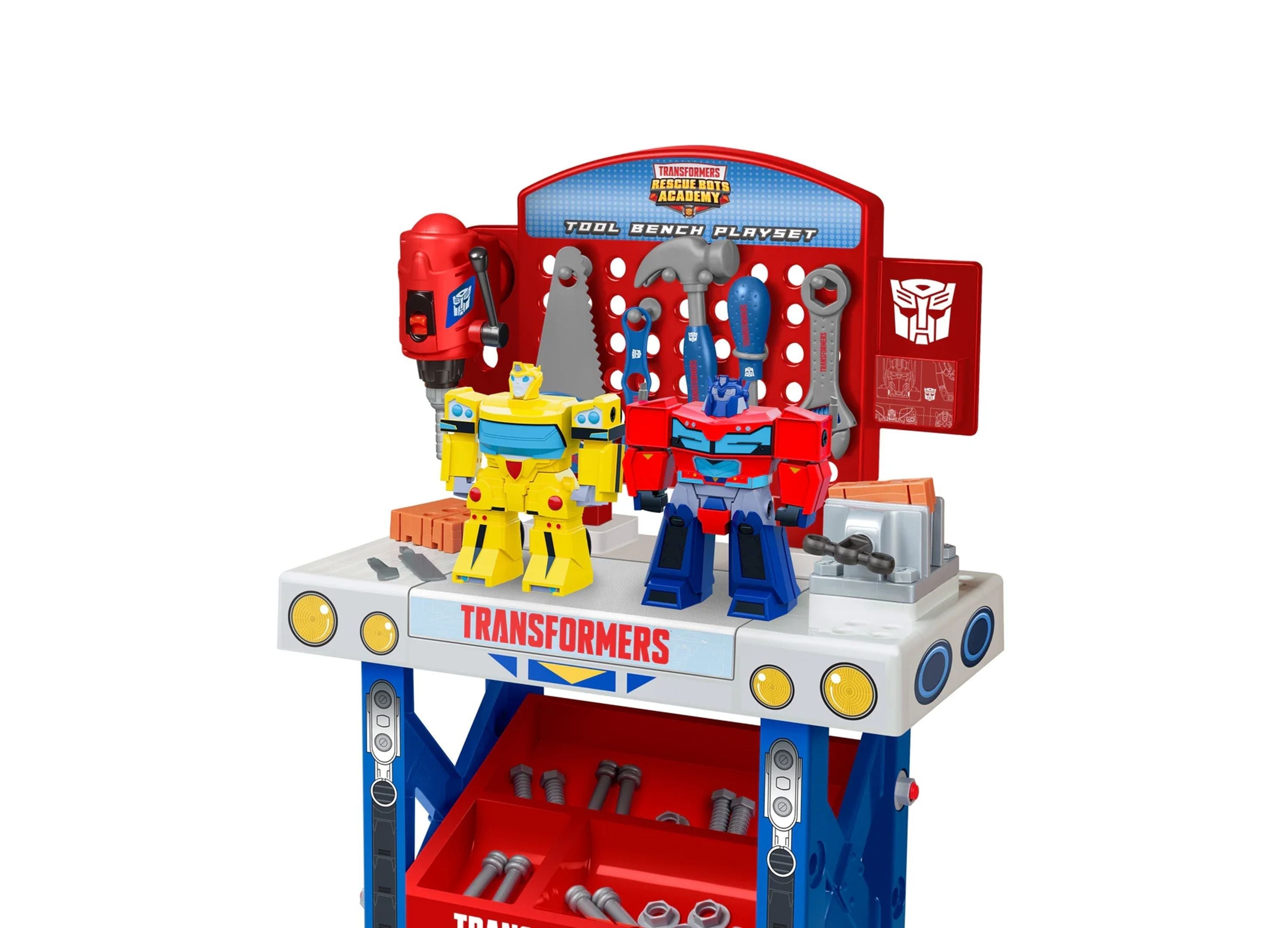 Transformers Rescue Bots Academy Tool Bench Playset With Take-Apart Bumblebee & Optimus Prime - 68 Pieces