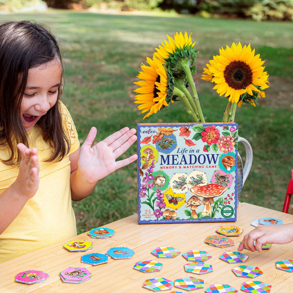 eeBoo Life In A Meadow Memory & Matching Game With 24 Hexagonal Tiles