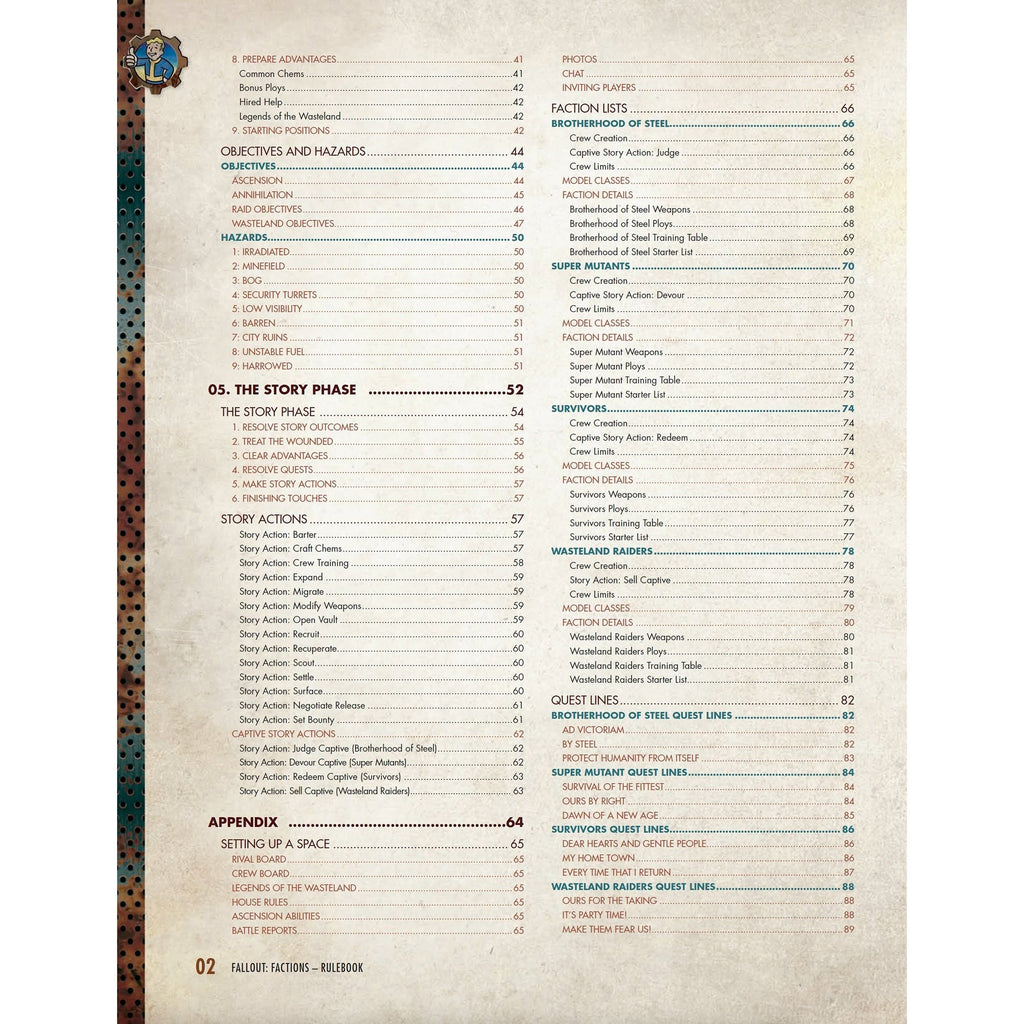 Fallout: Factions Core Rulebook Tabletop Strategy Game