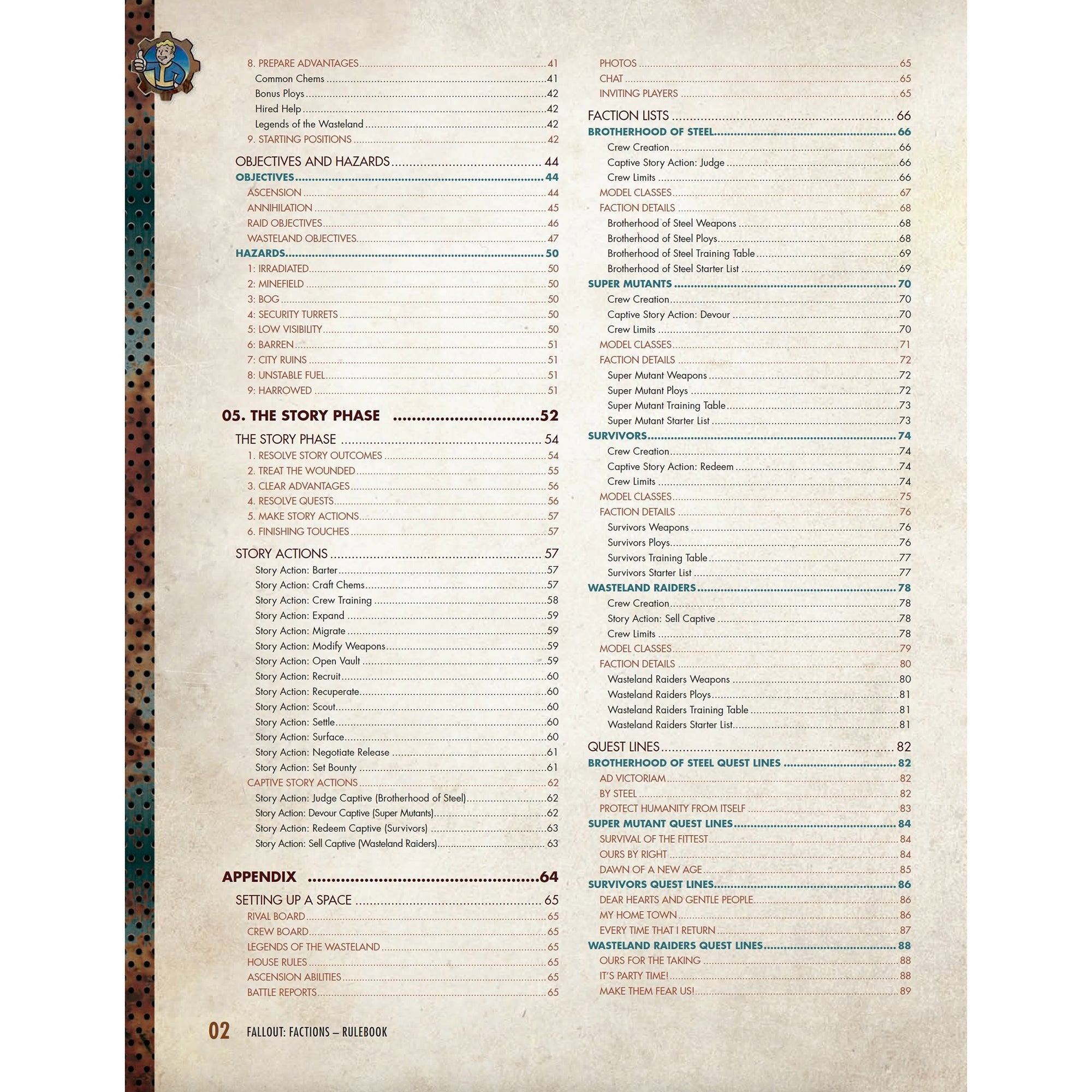 Fallout: Factions Core Rulebook Tabletop Strategy Game